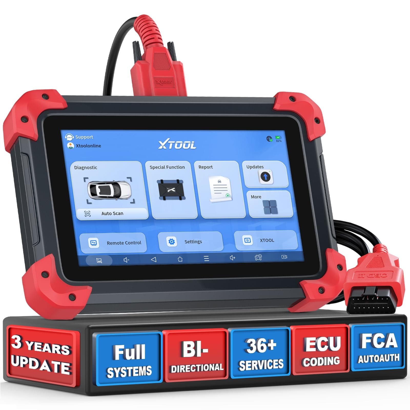 XTOOL D7X OBD2 Scanner Diagnostic Tool, 3-Year Updates, Ai-Assisted Bidirectional Scan Tool with 36+Resets, 4000+Active Test, Full System Car Scanner for ABS, Throttle, ECU Coding, FCA,CAN FD