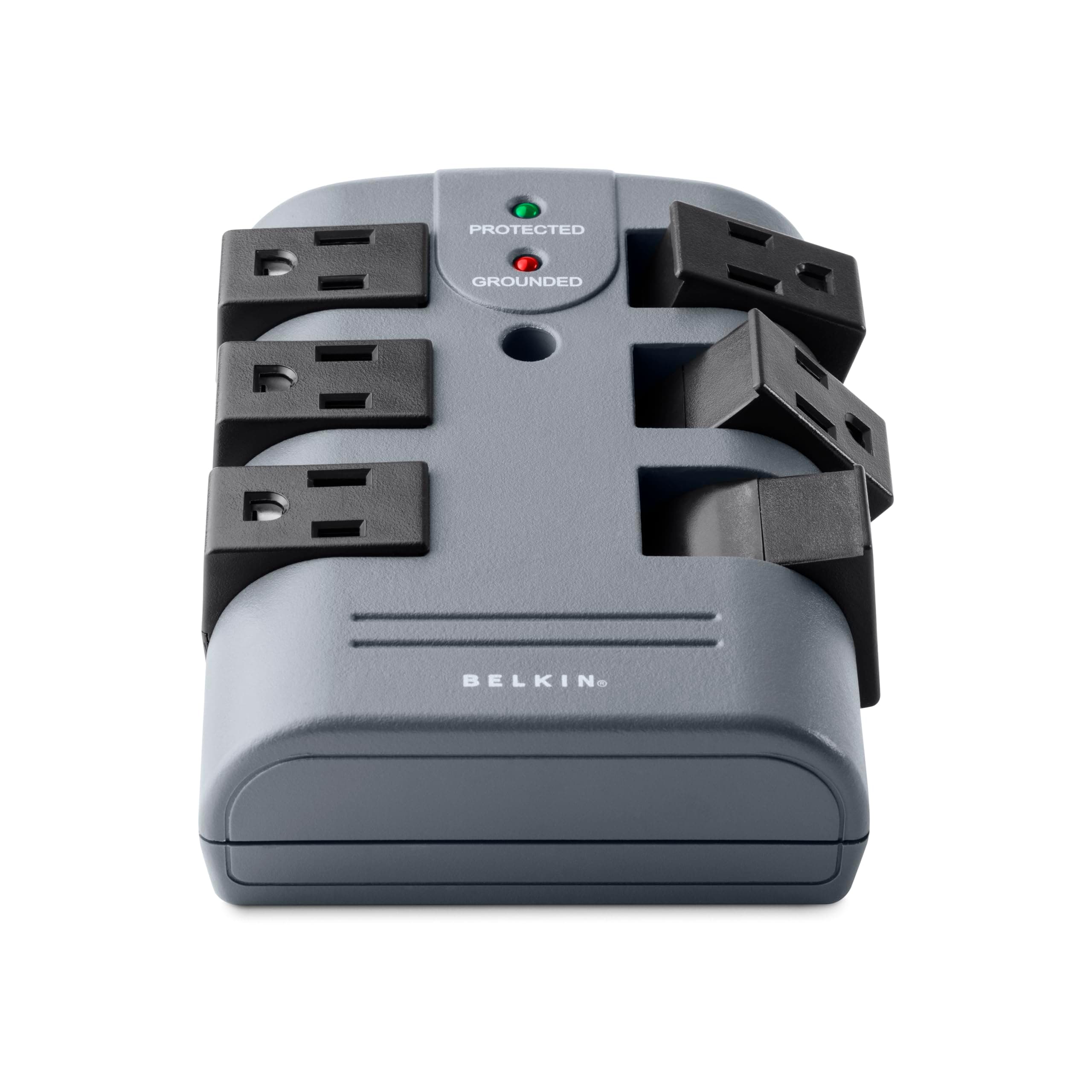 Belkin Power Strip Surge Protector - 6 Rotating AC Multiple Outlets, Flat Pivot Plug - Heavy Duty Wall Outlet Extender for Home, Office, Travel, Computer Desktop & Phone Charging Brick (1,080 Joules)