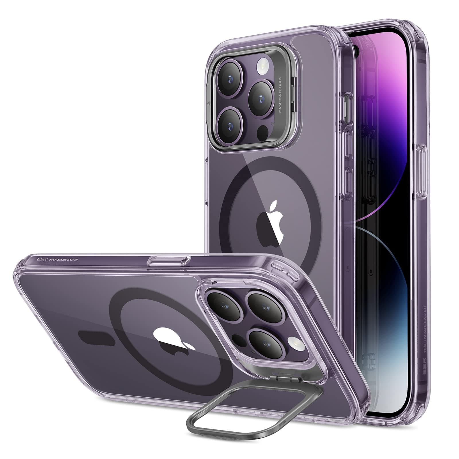 ESR for iPhone 14 Pro Case, Compatible with MagSafe, Adjustable Camera Ring Stand, Scratch Resistant Back, Military-Grade Protection, TPU, Classic Magnetic Back Cover with Kickstand, Purple