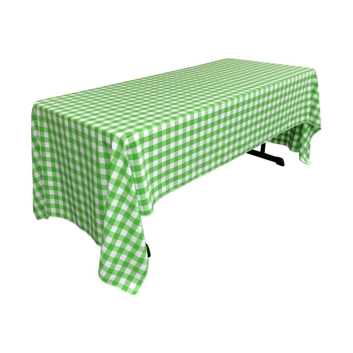 TCcheck60x144-LimeK84 Polyester Gingham Checkered Rectangular Tablecloth44; White & Lime - 60 x 144 in.