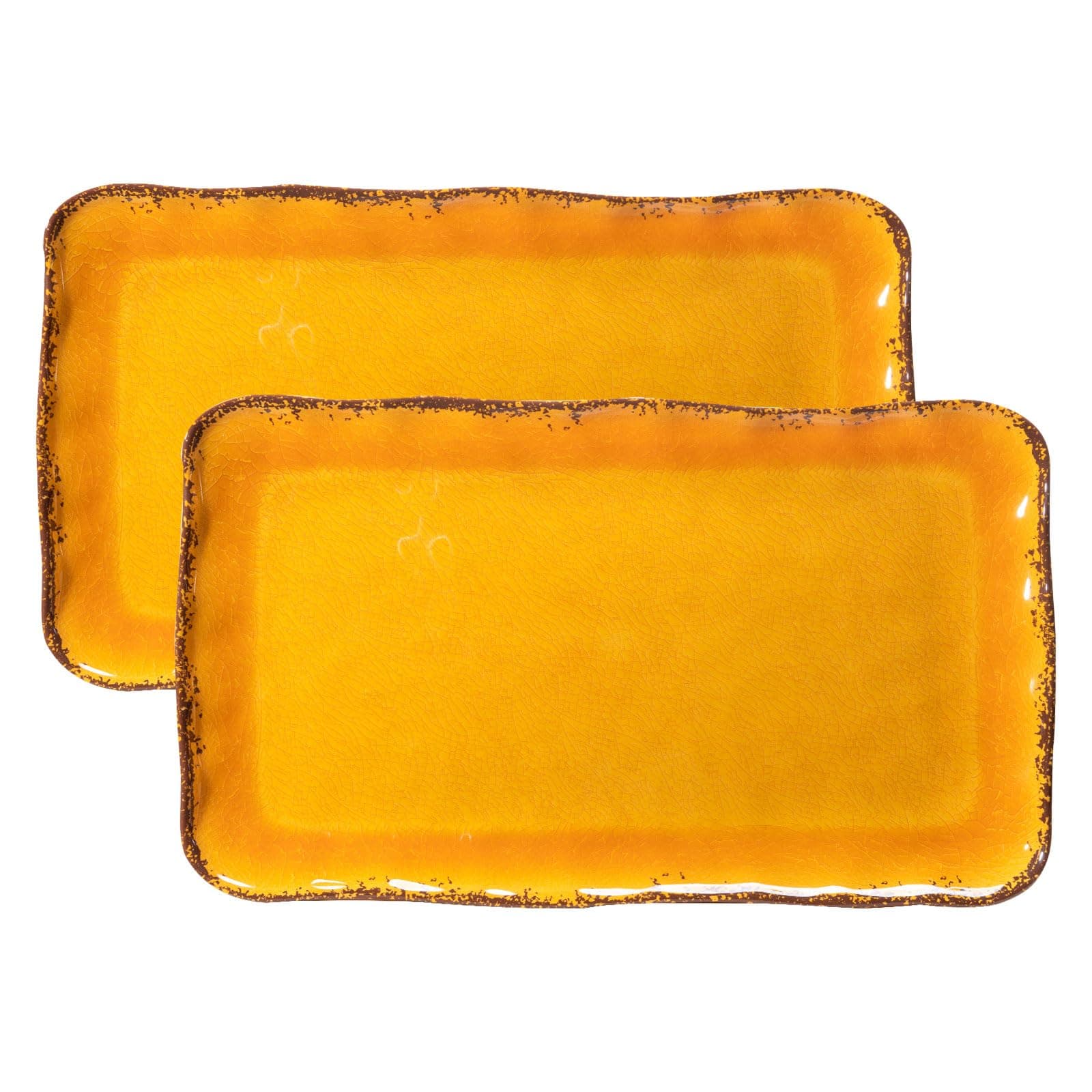 LEHAHA Melamine Farmhouse Rectangular Serving Platter Sets, 17.5" x 10" Large Serving Tray Sets,100% Melamine, Dishwasher Safe, BPA Free, Lightweight and Unbreakable,Gold