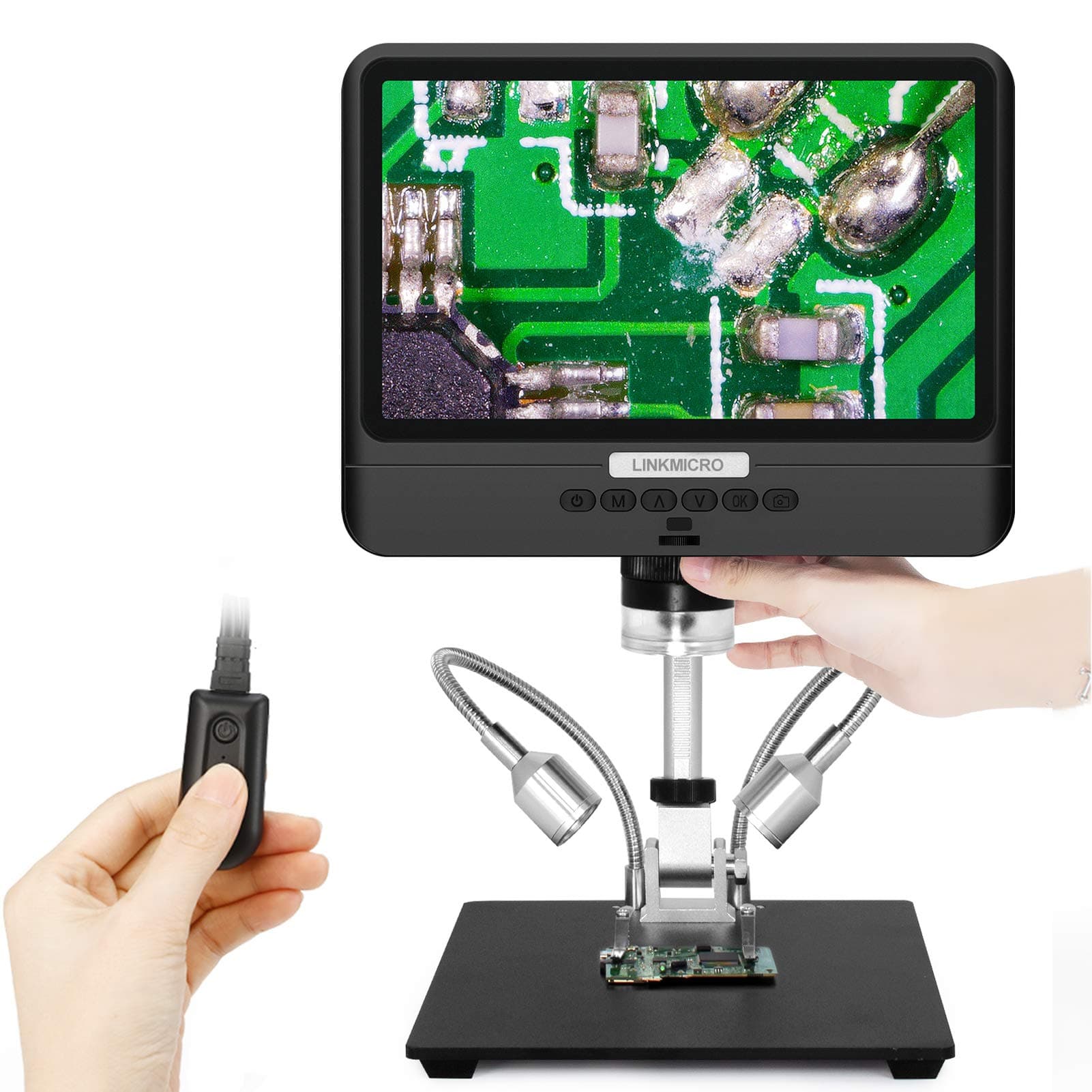 LM208 8.5" LCD Digital Microscope for Adults, Soldering Microscope Circuit Board Repair, Video Microscope with 10 LED Lights, 2000mAH Battery, for SMT/SMD/PCB/DIY