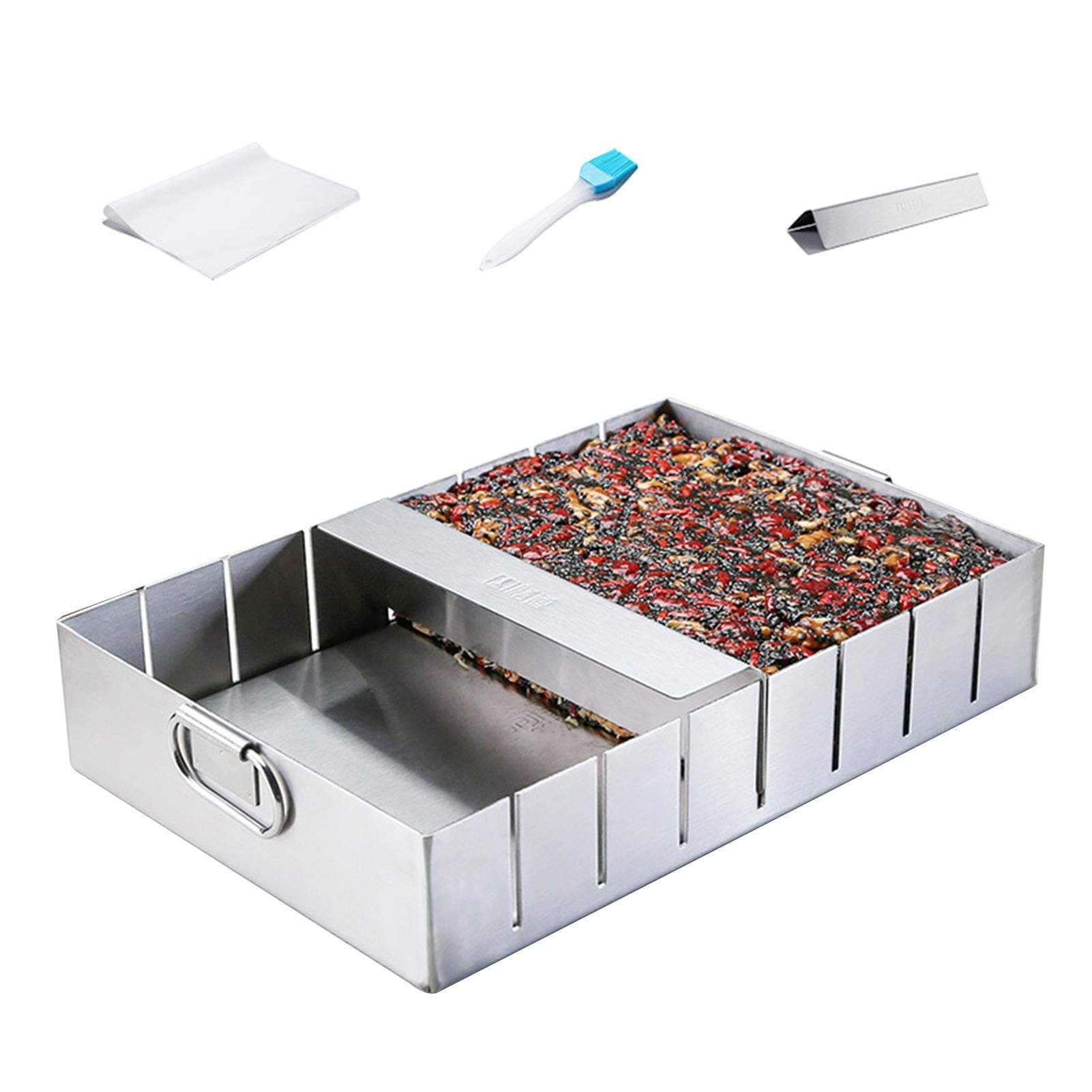 Adjustable Rectangular Cake Pan - Baking Pan with Dividers - Rectangle Copper Baking Pans Cookie Sheets Bakeware Toaster Oven Nonstick Set for Home Kitchen Muffin Bread Pan