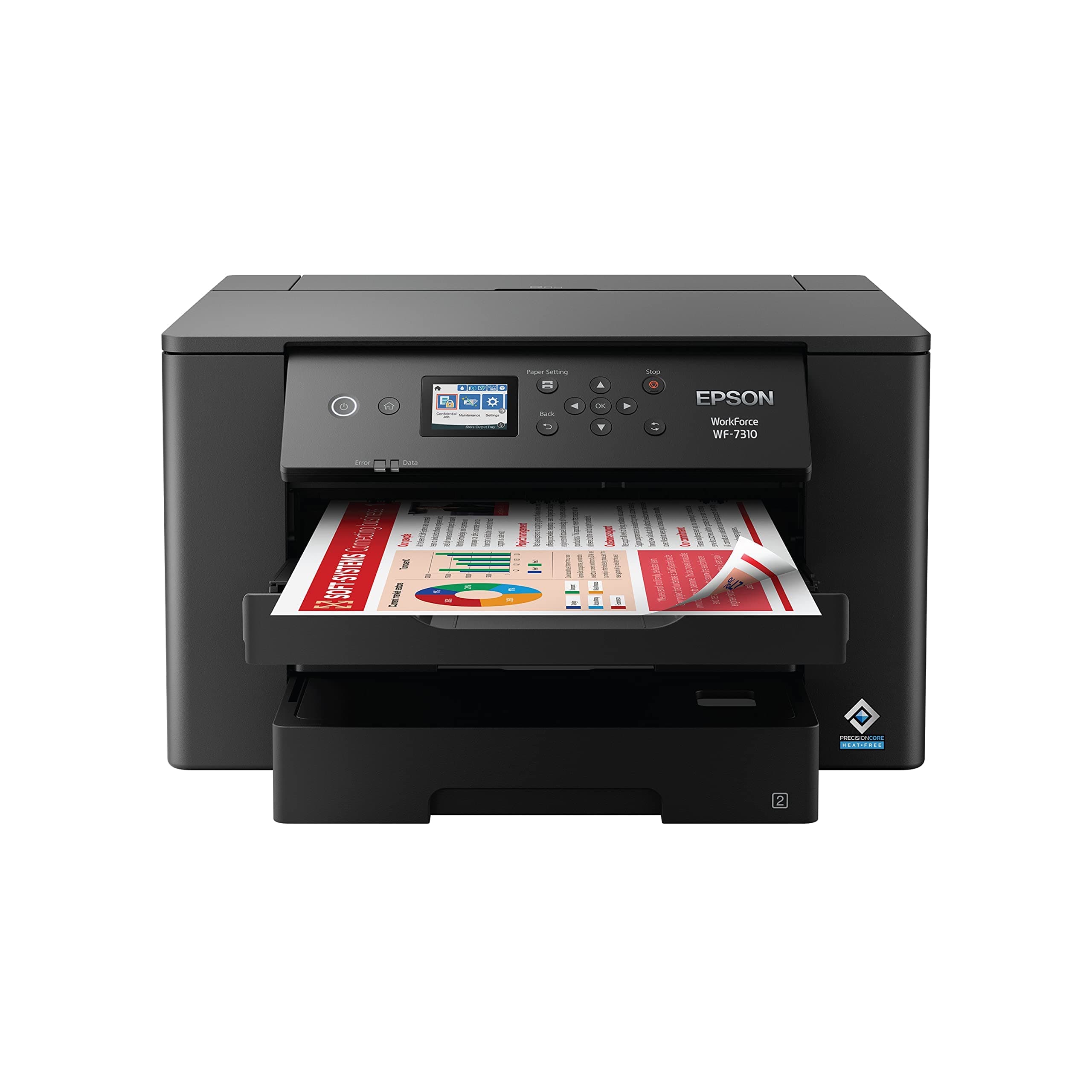 Epson Workforce Pro WF-7310 Wireless Wide-Format Printer with Print up to 13" x 19" Auto Double-Sided Printing max 11" x 17", 500-sheet Capacity, 2.4" Color Display, Smart Panel App - Black