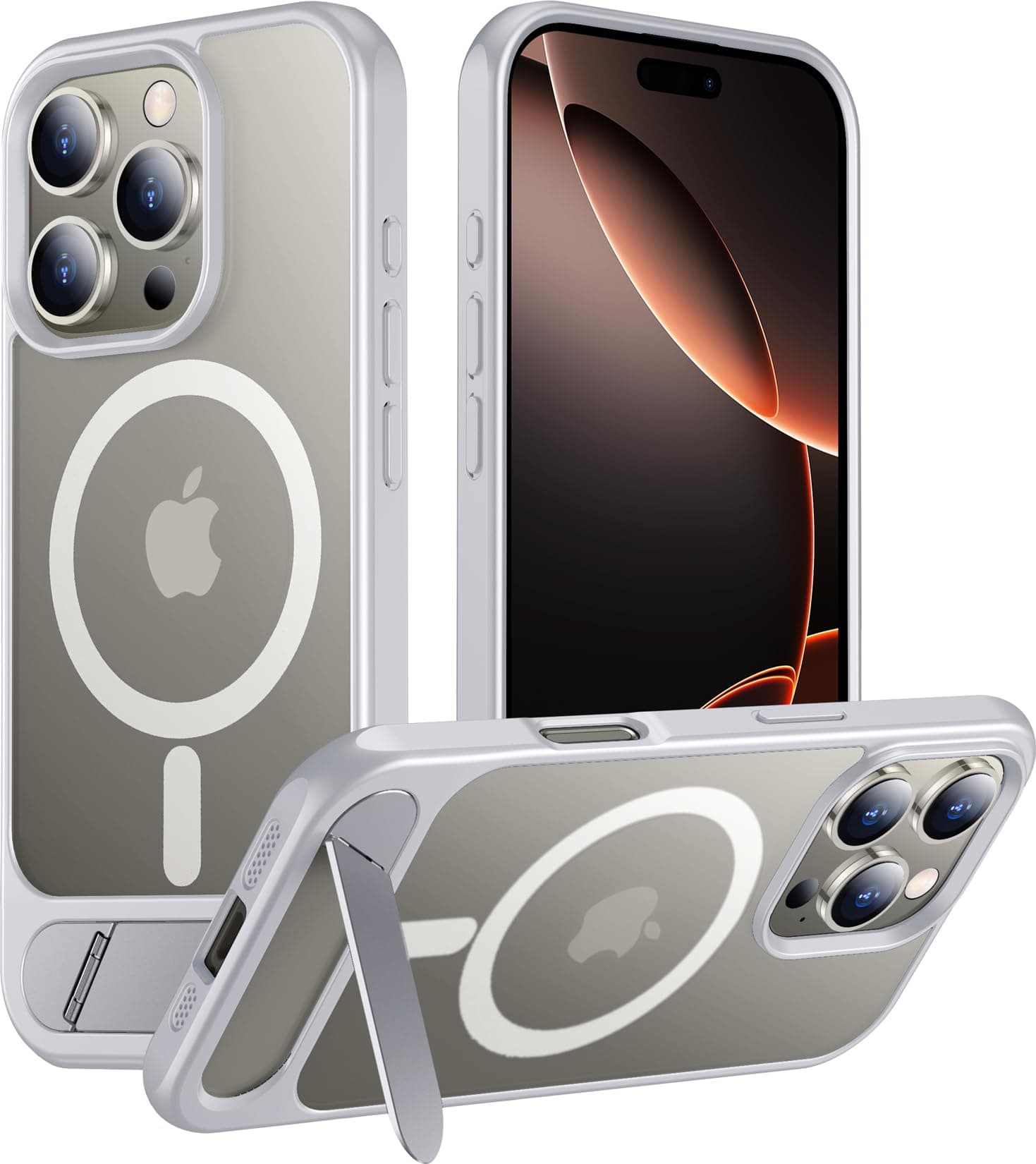 Temdan Magnetic Compatible with iPhone 16 Pro Max Case, [Built-in Invisible Kickstand][Compatible with MagSafe] [Military Grade Shockproof] Slim Translucent Matte Phone Case for iPhone 16 Pro Max 6.9"