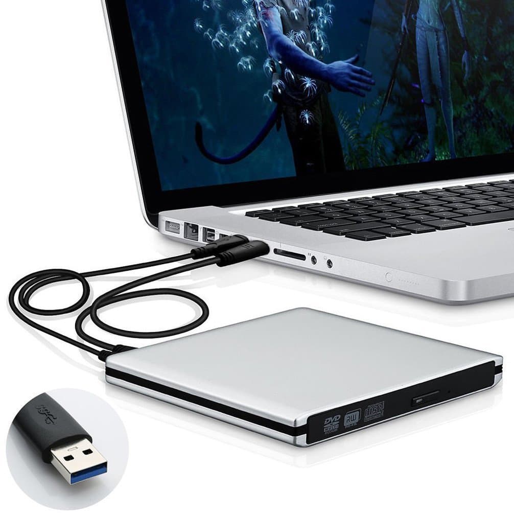 warwolf Ultra Slim External USB 3.0 CD/DVD-RW Writer Burner Player for Macbook Pro Air Imac or Other PC/Laptop