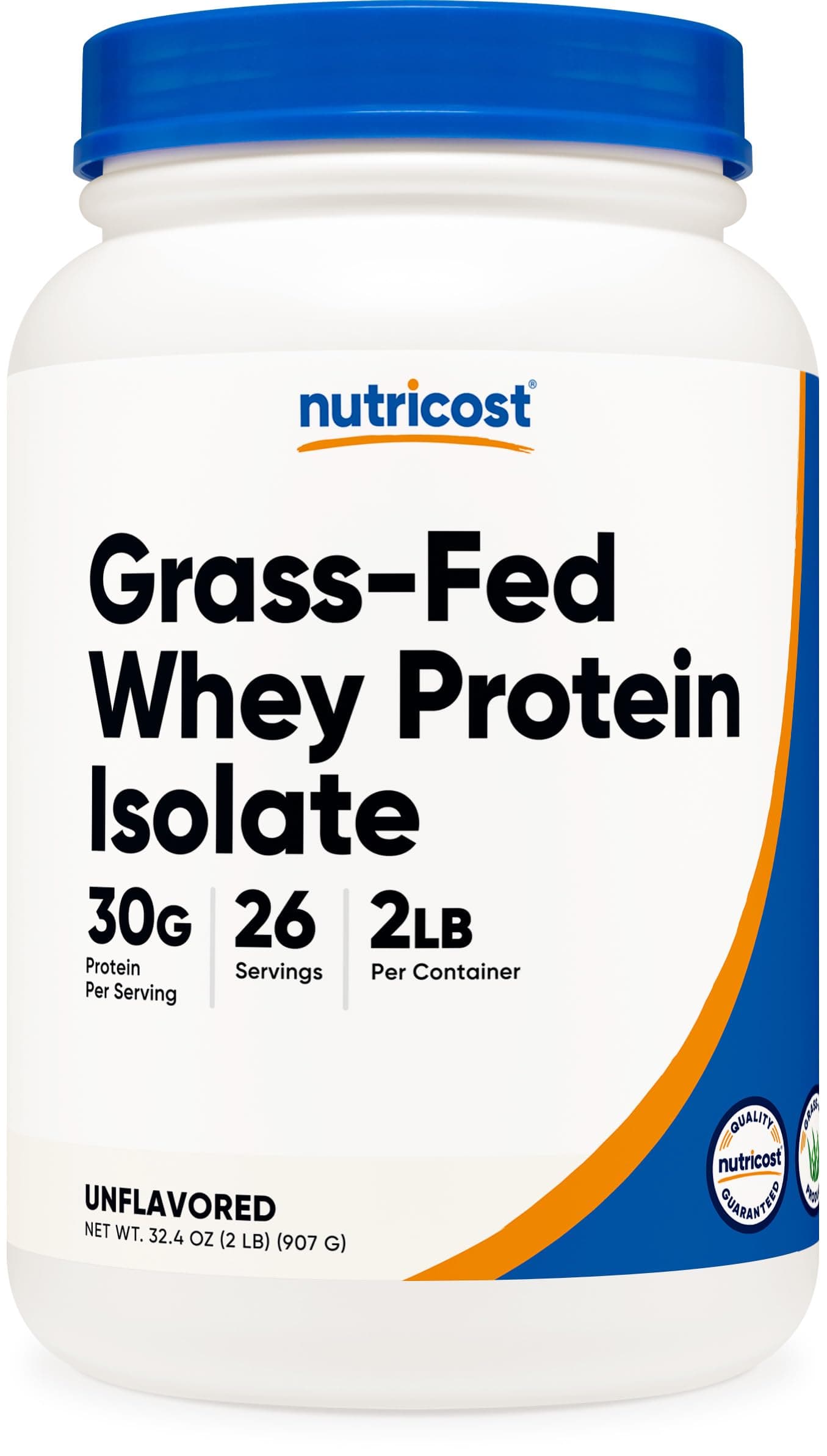 Grass-Fed Whey Protein Isolate (Unflavored) 2LBS - Non-GMO, Gluten Free, Pure Protein