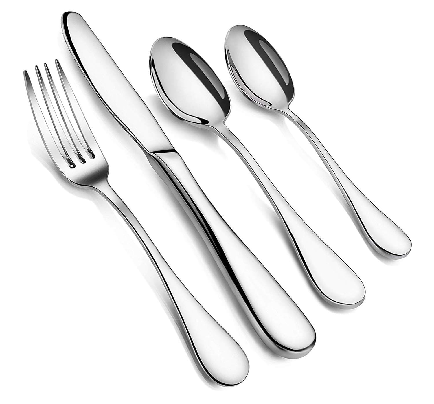 WinCheer Silverware Set for 6, 24 Pieces Flatware Cutlery Set Stainless Steel Dinnerware Tableware Service Set, Include Dinner Knives, Dinner Forks, Dinner Spoons, Teaspoons, Dishwasher Safe (Silver)