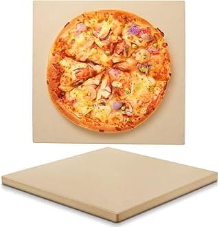 Unicook Pizza Stone 15 Inch, Square Baking Stone for Oven Grill, Heavy Duty Cordierite Bread Stone, Thermal Shock Resistant, Ideal for Baking Crisp Crust Pizza, Bread and More, Includes Sc