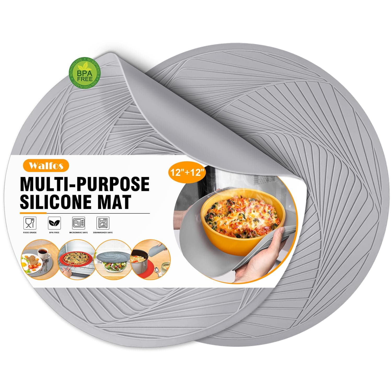 2pcs 12" Grey Microwave Mats