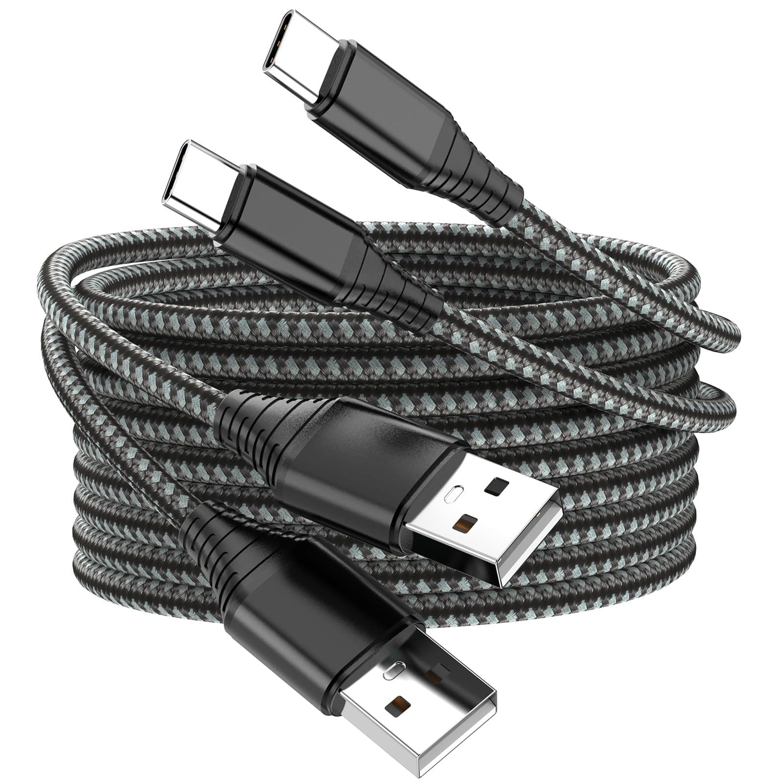 USB Type C Cable Fast Charging,2pack 10FT Premium Nylon Braided 3A Rapid Charger Quick Cord,Type C to A Cable Compatible for Samsung Galaxy S21 S20 S10 S9 S8 Plus,Note 20 10 9 8, LG V50 V40 G8（Black）