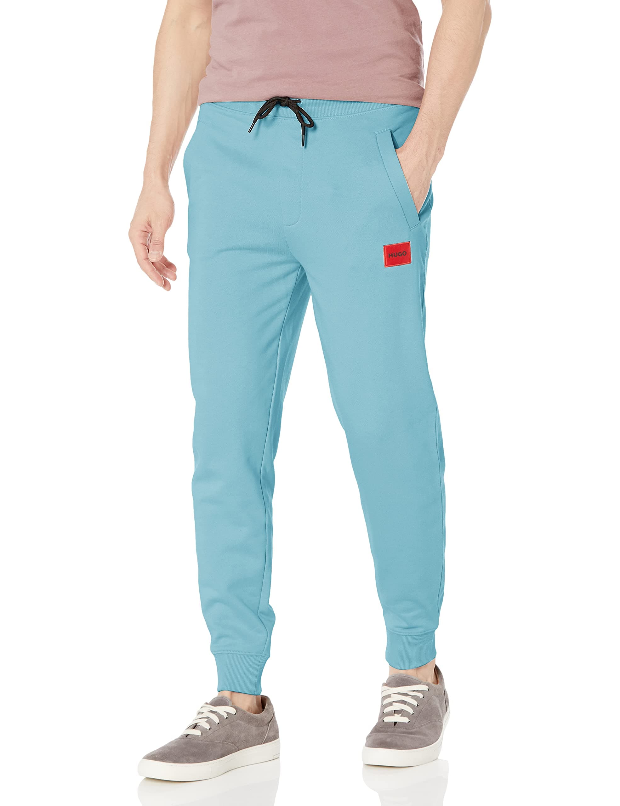 Men's Regular Fit Square Logo Jersey Drawstring Joggers