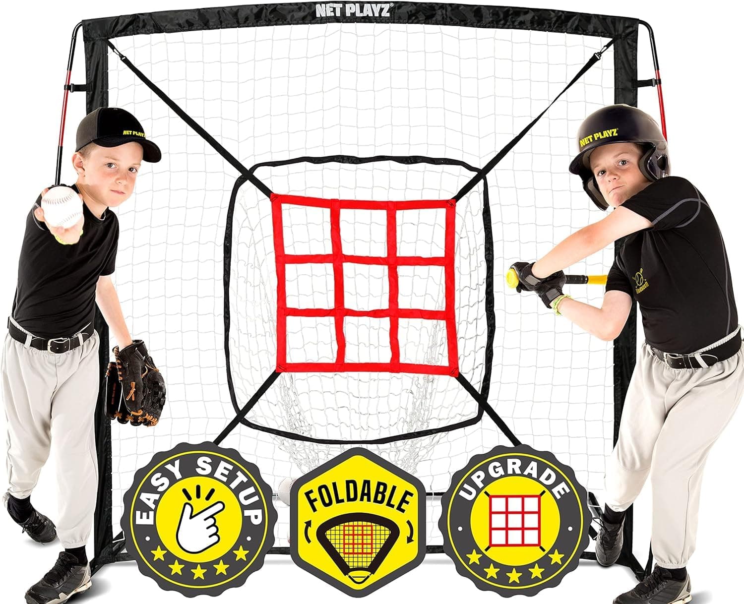 Baseball Net Pitching Hitting Batting Practice Net - 9 Strike Zone, Baseball Gift for Kids & Youth