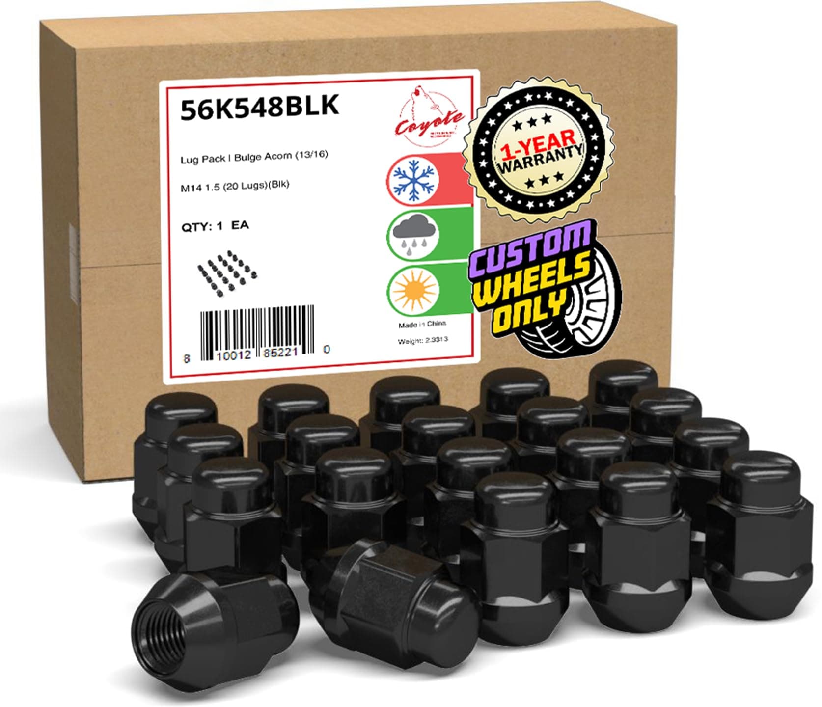 Black Hex Lug Kit