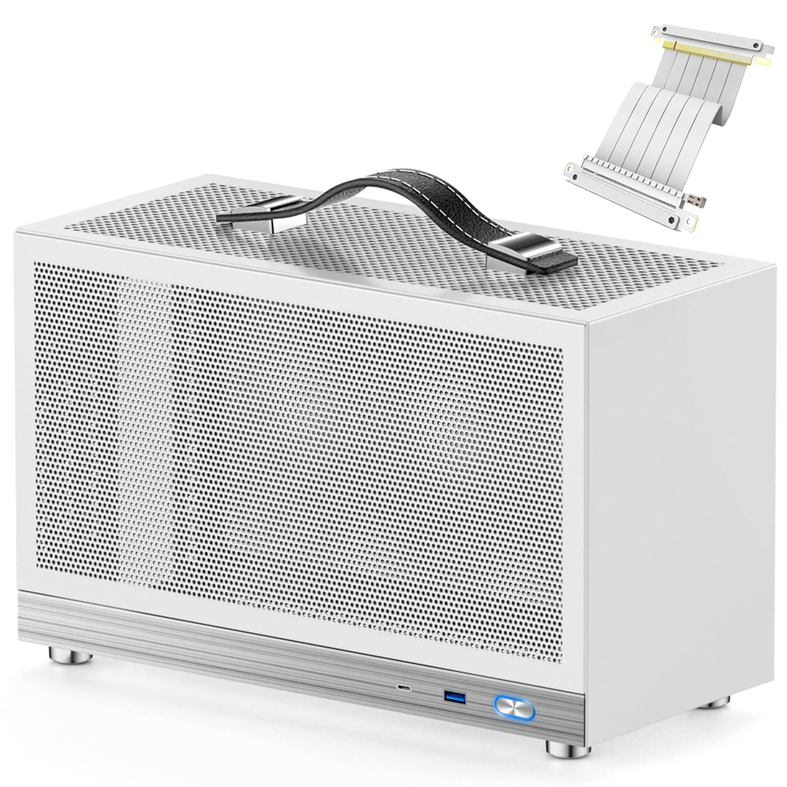 KXRORS S400 - Mini-ITX PC Gaming Case - Front I/O USB 3.0 Type - C Port - VGA Card Length 335mm MAX -Cable Management System - luminum Mini-ITX Motherboard Small Portable PC Case (White)