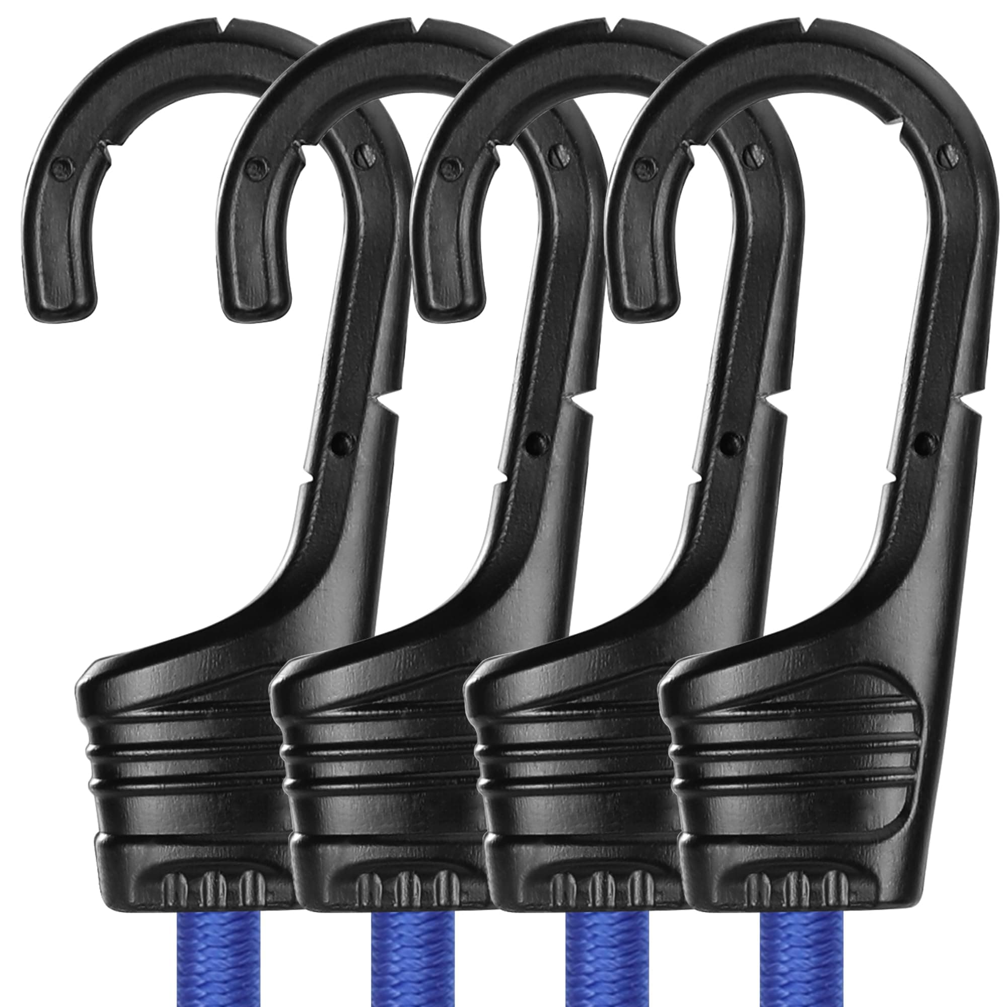 WORKPRO 24 Inch Bungee Cords with Hooks, 4 Pack Superior Rubber Heavy Duty Bungee Straps Strong Elastic Rope for Outdoor Tent, Luggage Rack, Camping, Cargo, RV, Bike, Transporting, Storage, Blue