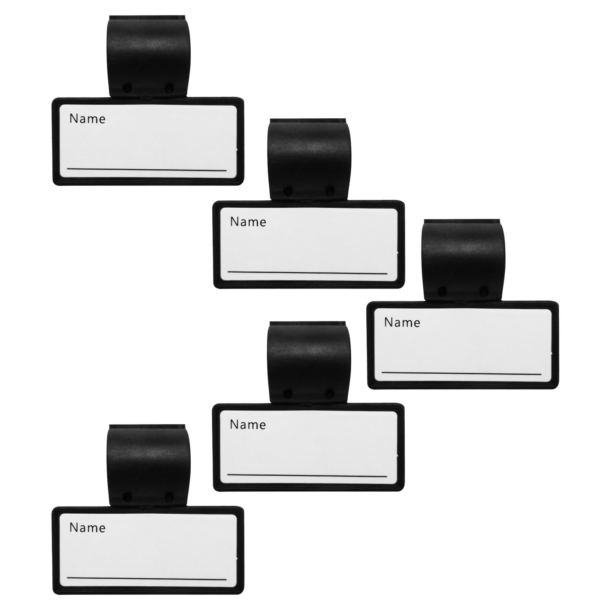 LuFOX 5 Pcs Plastic Two Sided Name ID Identification Tag Clip for Stethoscope Tube Replacement（Black Color）