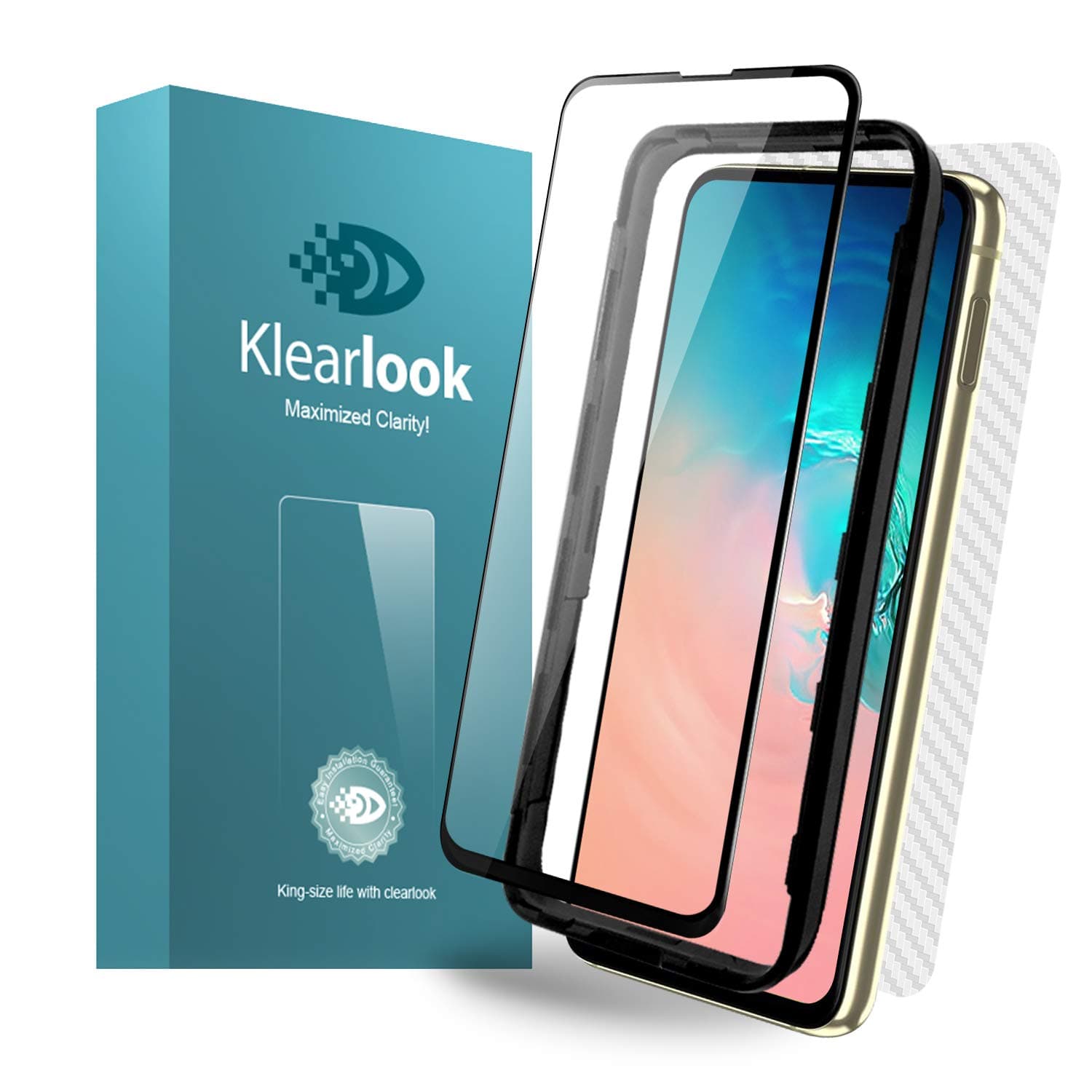 Galaxy S10e Screen Protector Tempered Glass Klearlook Full Coverage Case Friendly HD Glass Protector for Galaxy S10e [1 Front Glass+1 Back Skin Film] [with Easy Install Tool]