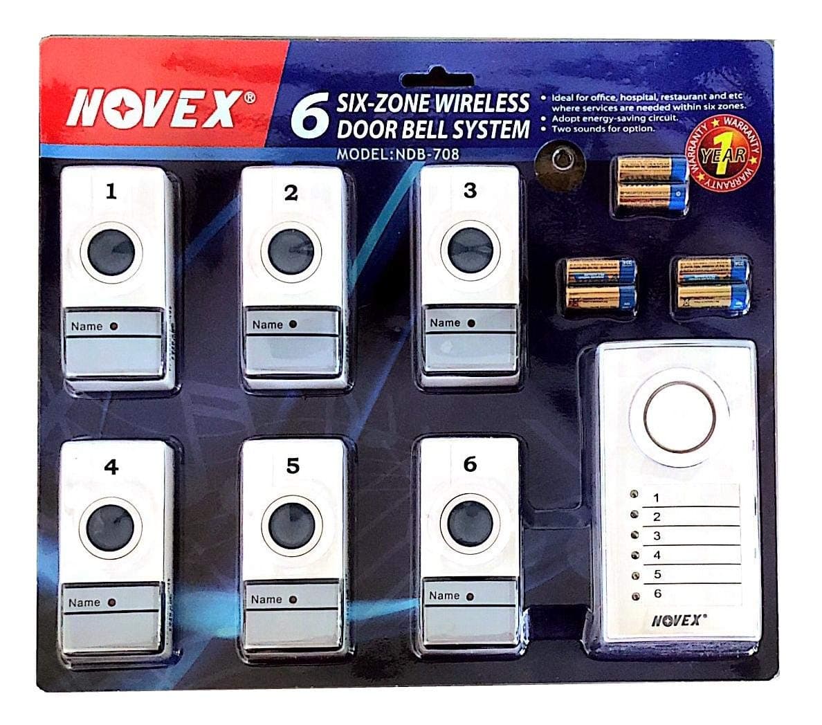 Six Zone Wireless Door Calling Bell System
