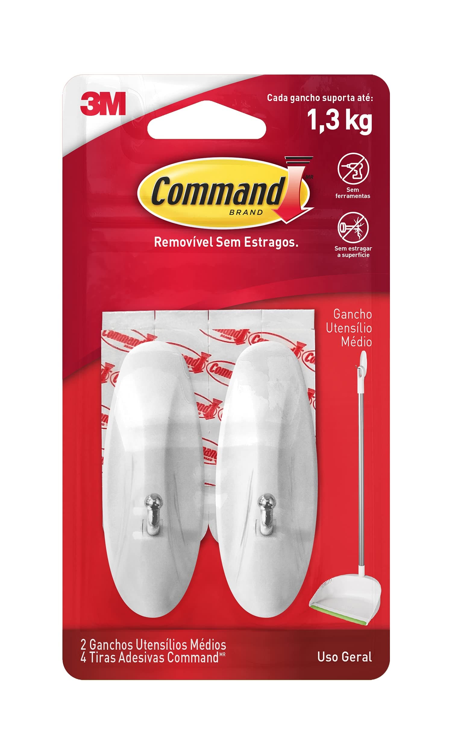 3M Command Medium Wire, Plastic Hooks, (2-Hook)