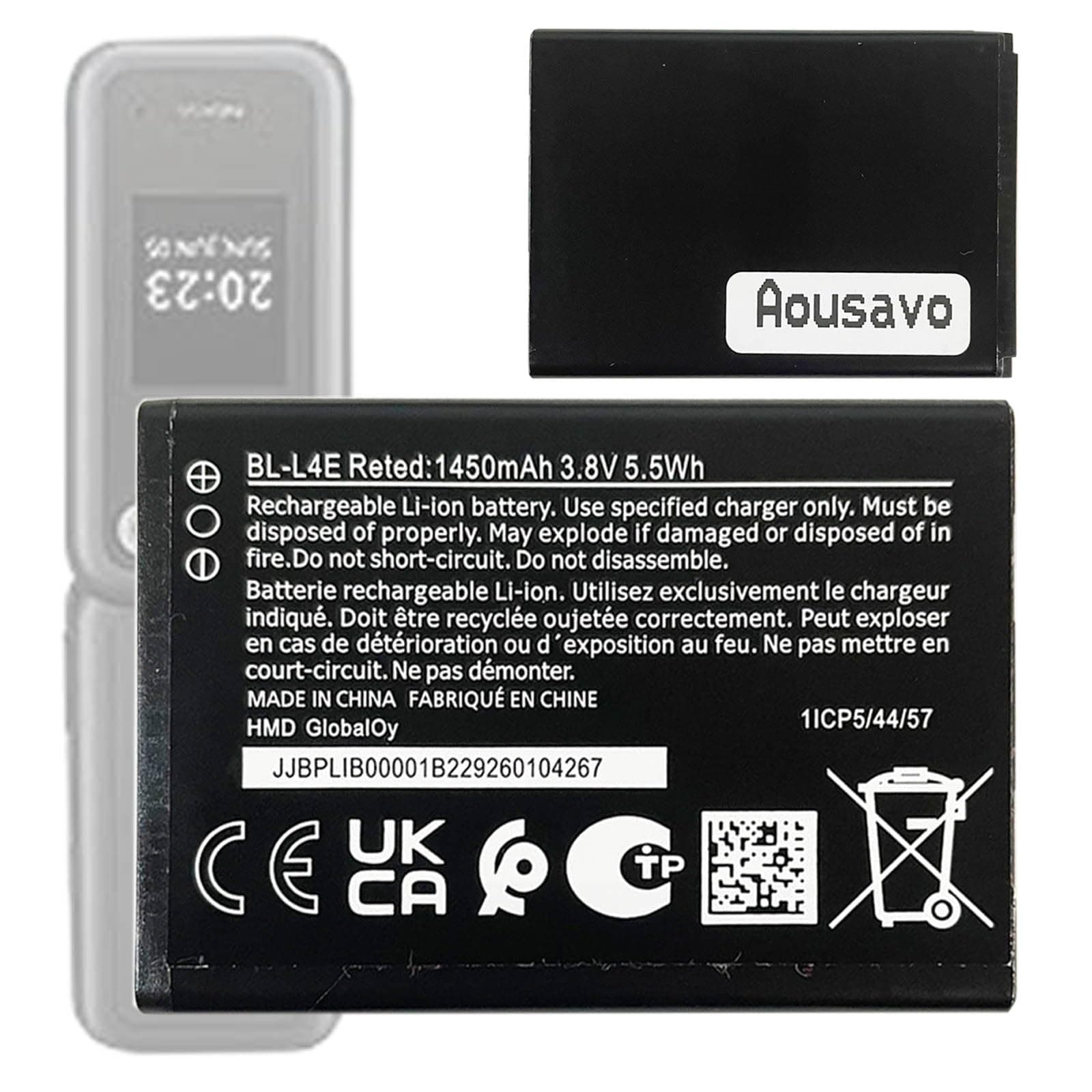 BL-L4E Replacement Battery Compatible with Nokia 2660 Flip TA-1398/1420/1480/1492