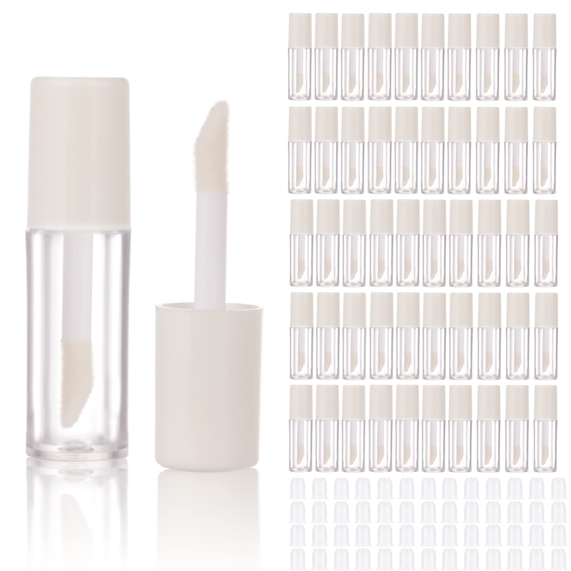 COSIDEA 52pcs Empty White 0.8ml mini lip gloss tubes Sample size lipgloss containers for sample sack lip oil DIY