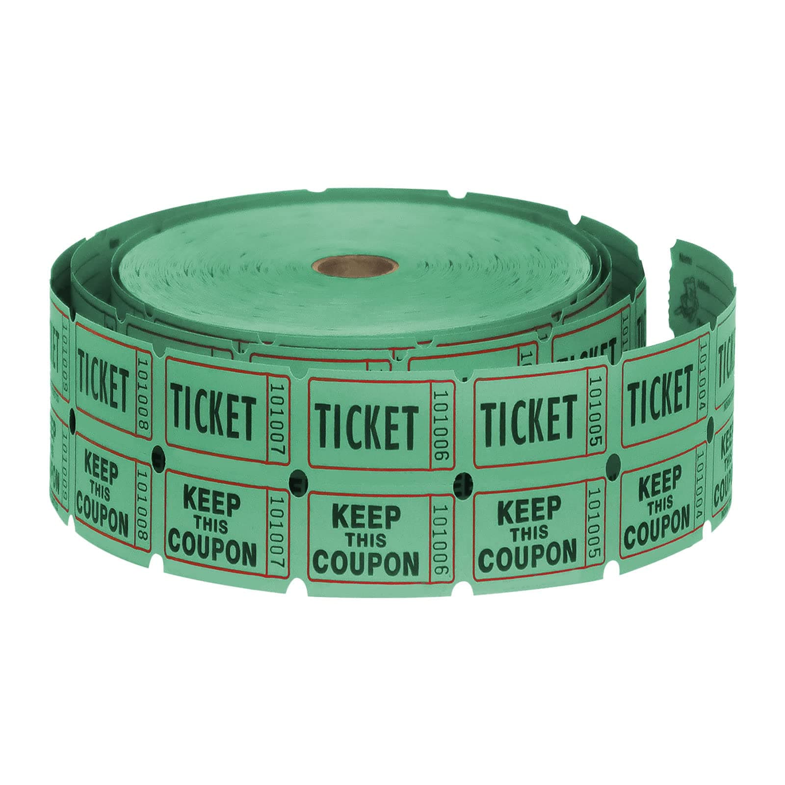 Raffle Tickets Double Roll - 2000 Ticket Count Per Roll - Raffle Drum Tickets Roll for Bingo Ballot Party (Green)