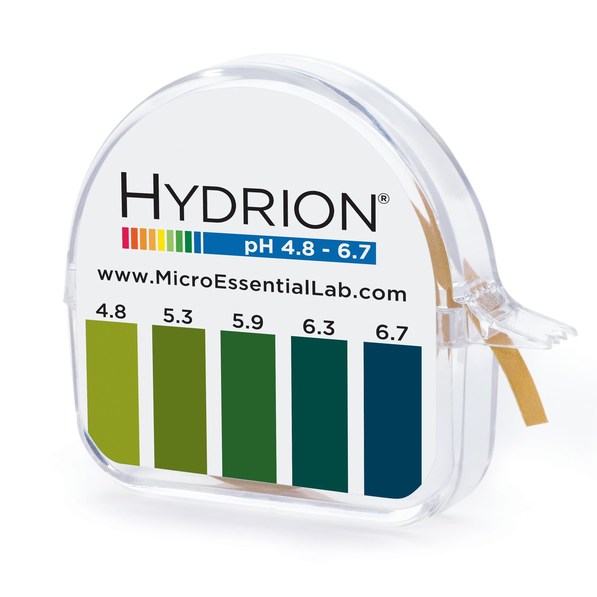 Micro Essential Lab333 Hydrion Short Range pH Test Paper Dispenser, 4.8 - 6.7 pH, Single Roll