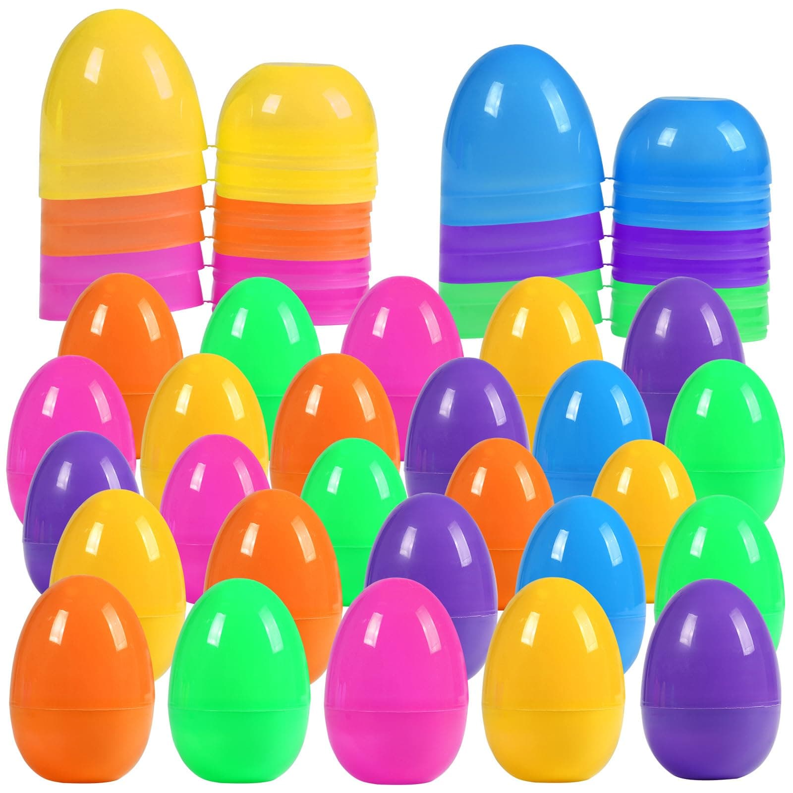 30Pcs Fillable Easter Eggs, 2.36'' Plastic Bright Easter Eggs Empty Bulk Assortment, Perfect for Easter Egg Hunt/Surprise Egg