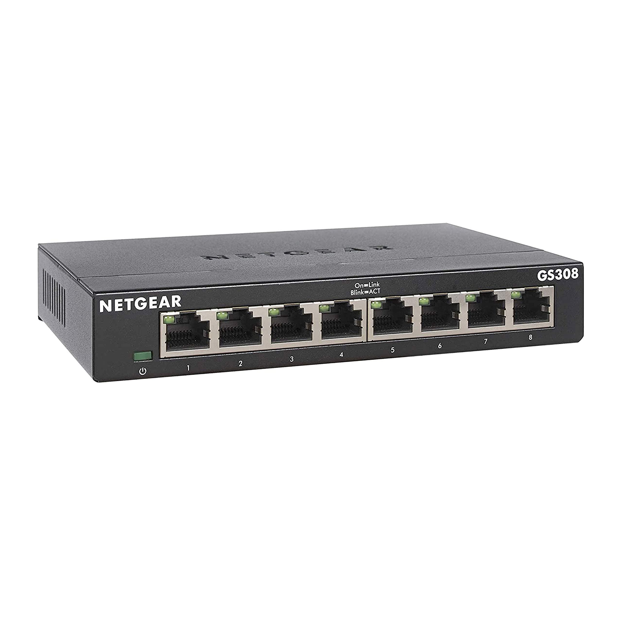 8-Port Gigabit Ethernet Unmanaged Essentials Switch (GS308) - Home Network Hub, Office Ethernet Splitter, Plug-and-Play, Silent Operation, Desktop or Wall Mount