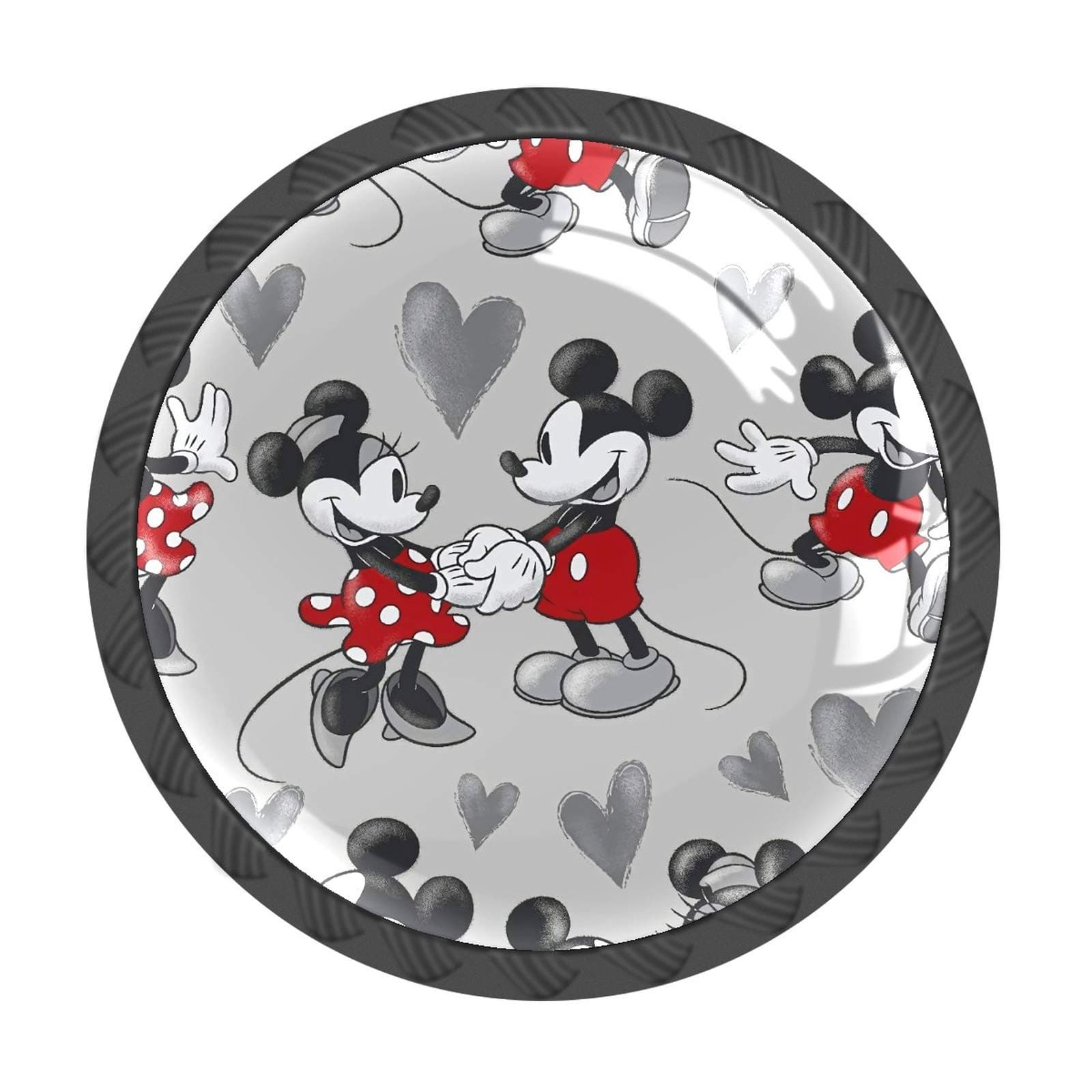 Drawer Knobs Set of 4 Mickey Mouse Cabinet Furniture Knobs Drawer Pulls Handle Crystal Glass Round Cupboard Knobs with Screws for Cabinets Kitchen Dresser