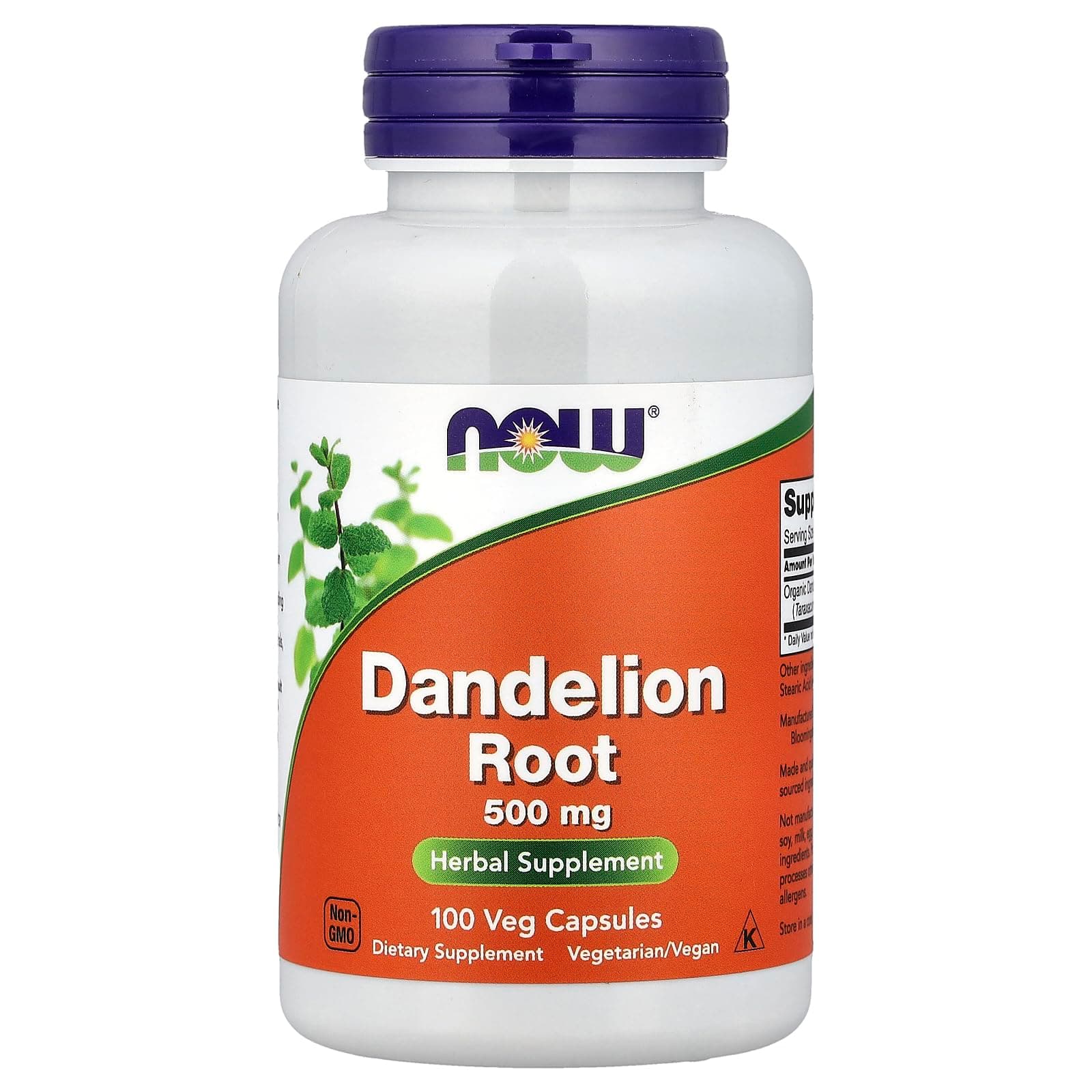 Dandelion Root 500 mg Caps, 100 ct