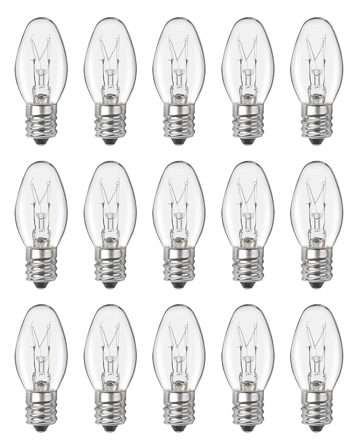 Night Light Bulb Warm White Replacement Bulbs - E12 Light Bulbs - 7Watt Incandescent Light Bulbs - 15 Packs, Warm White Glow - Dimmable (Night Light Bulbs 7 Watt)