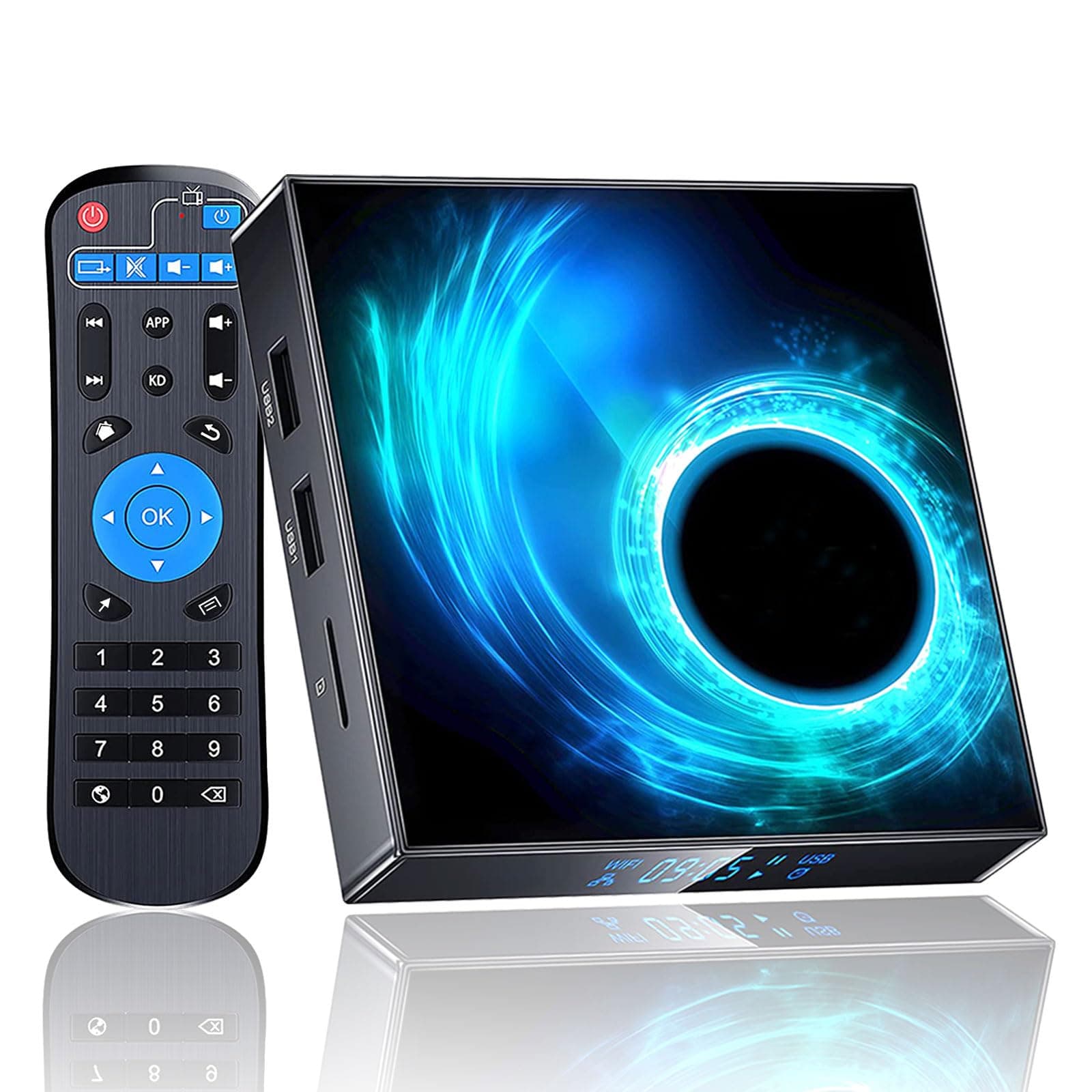 EASYTONE Android TV Box 2025, Android 10.0 TV Box 2GB RAM 16GB ROM Allwinner H616 Quad-Core CPU 4K 6K Support 2.4G+5G Dual WiFi Ethernet 100M Bluetooth H.265 Decoding Smart Box for TV