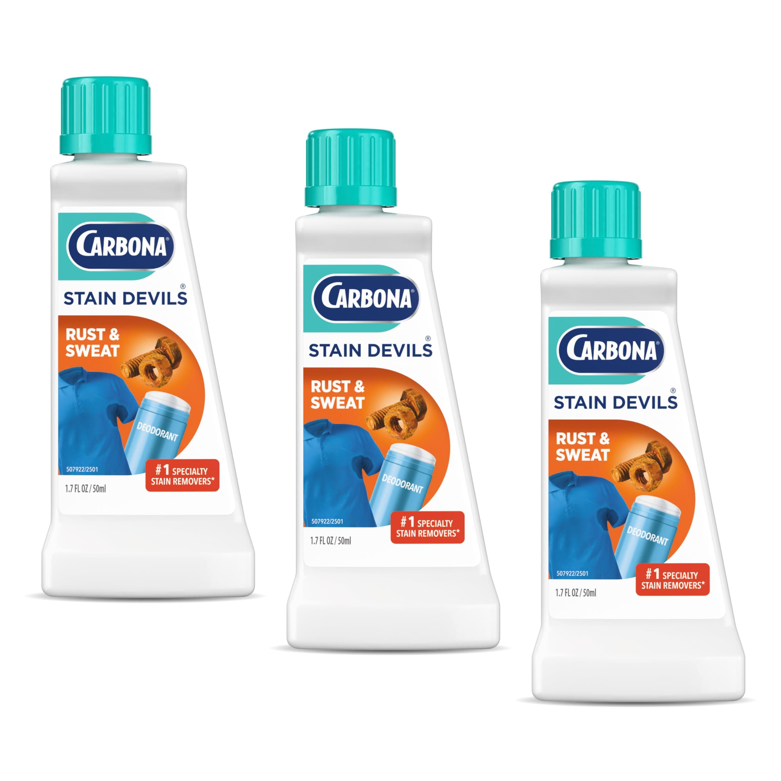 Carbona Stain Devils® #9 | Rust & Perspiration | Professional Strength Laundry Stain Remover | Multi-Fabric Cleaner | Safe On Skin & Washable Fabrics | 1.7 Fl Oz, 3 Pack