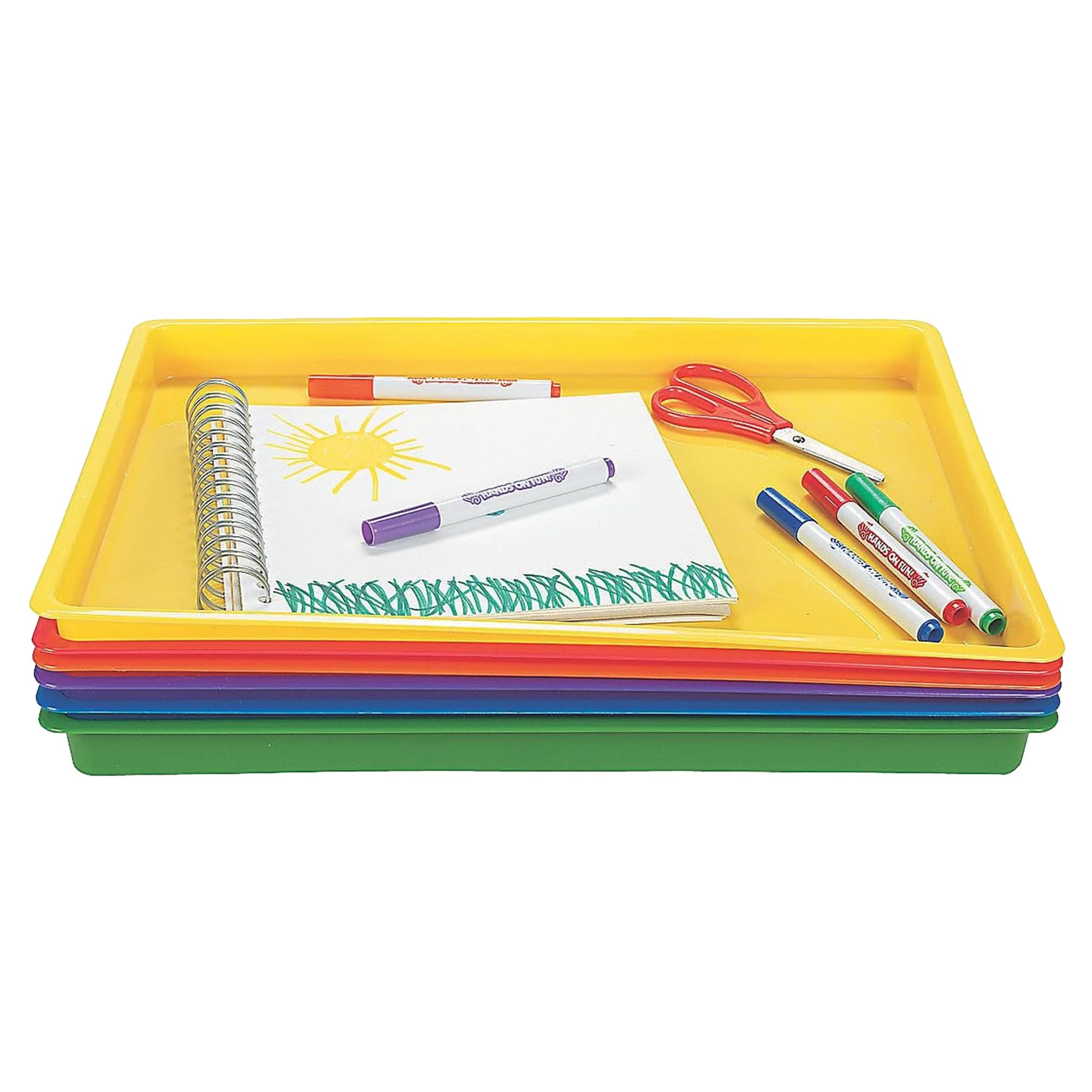 Fun Express Easy Clean Flat Trays - 6 Pieces - Educational and Learning Activities for Kids