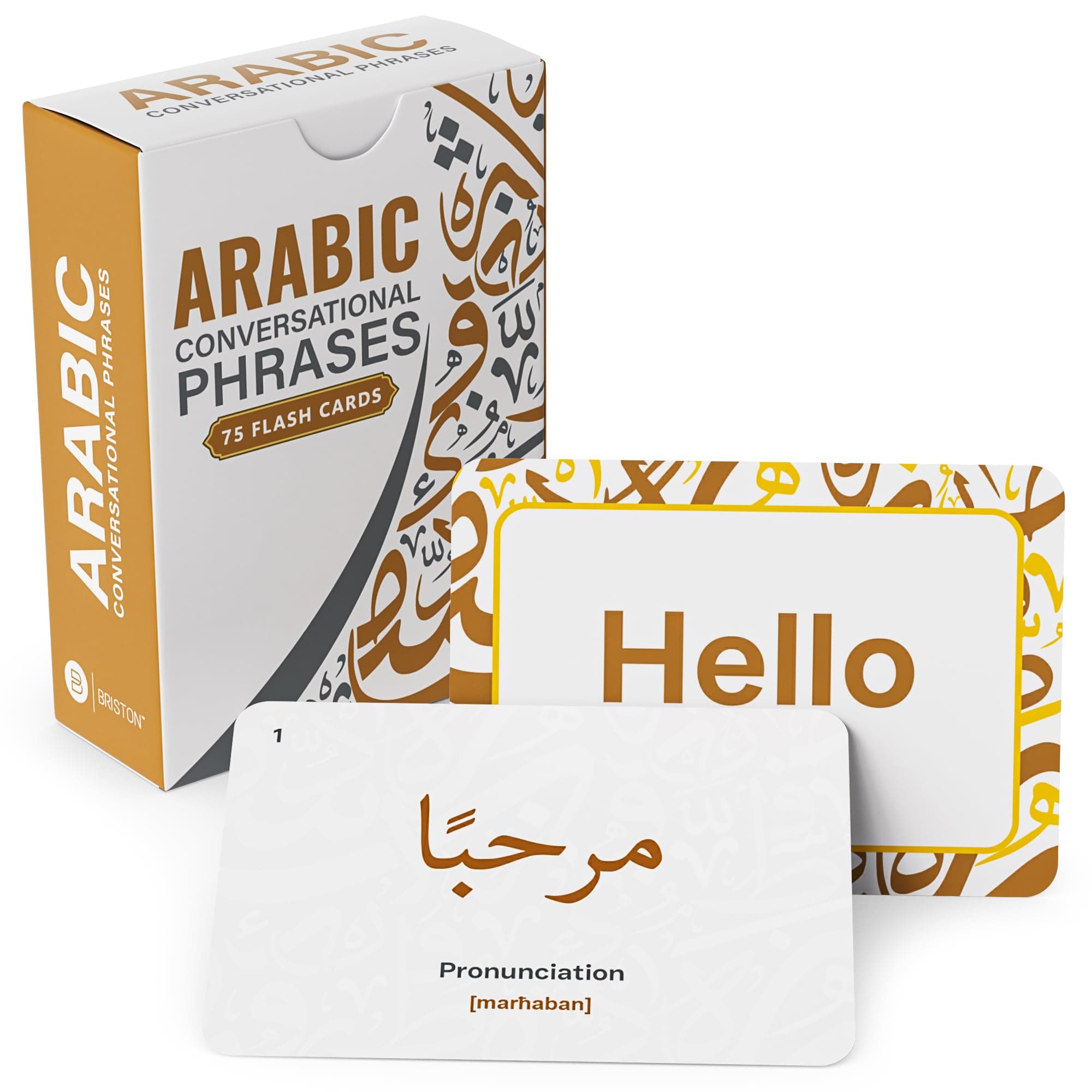 Arabic Conversational Phrases Flash Cards with Audio – 75 Language Learning Cards for Beginners – Learn Arabic Pronunciation, Greetings, Daily Phrases, Hobbies, and Class Vocabulary – Briston
