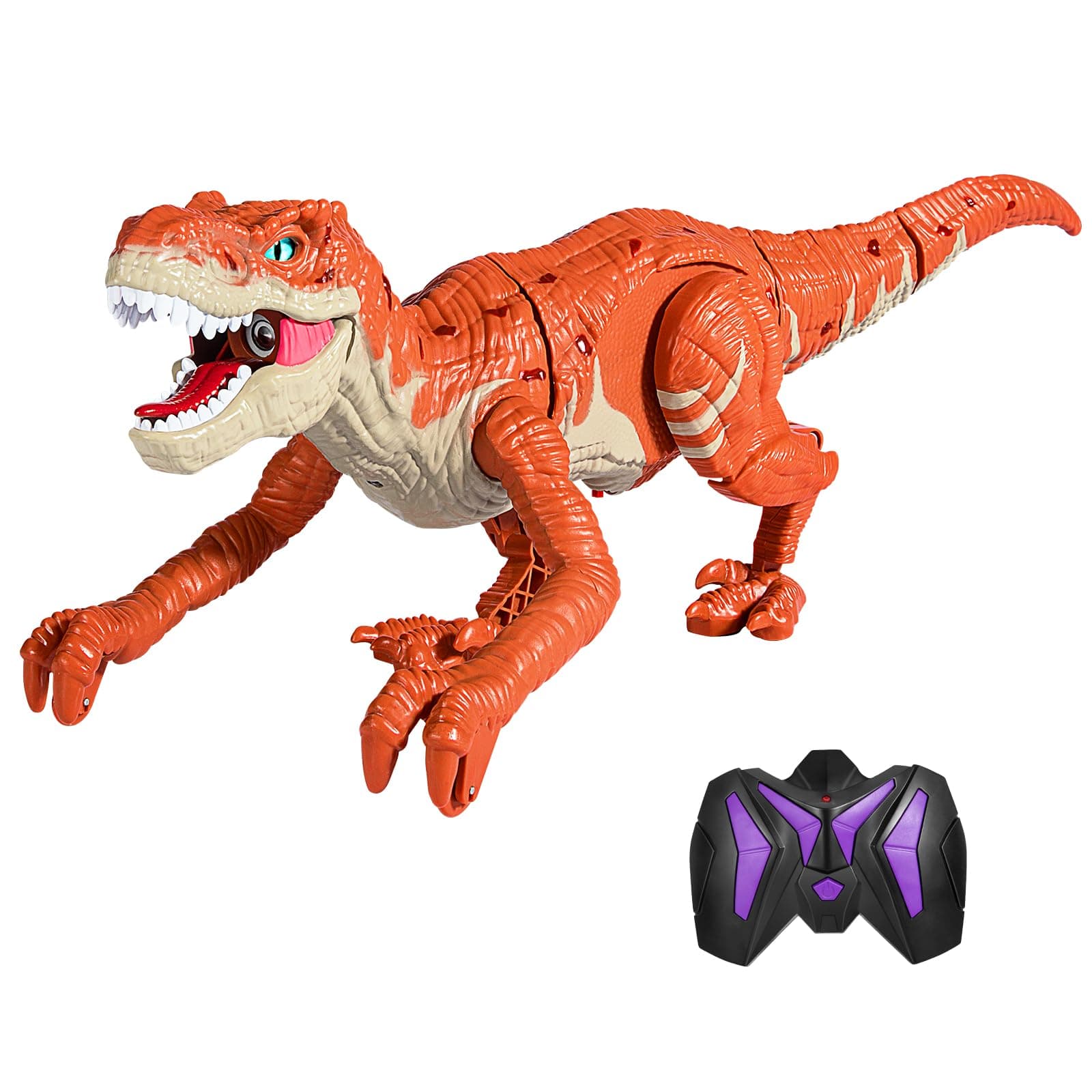 TEMI Large Remote Control Dinosaur Toy for Kids, Rc Simulate Dinosaur Toy with Water Mist Spray, Light and Sound, Electrical Walking Dinosaur Robot for Boys Girls 3 4 5 6 7 Years