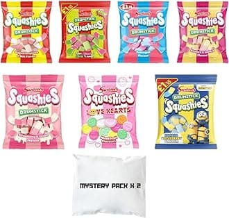 MYSTERY PACK - Squashie DrumStick Candies – Multiple Pack Sizes – Get Random Flavors – Soft Chewy Sweets – Surprise Candy Imported from UK - 2 PACK