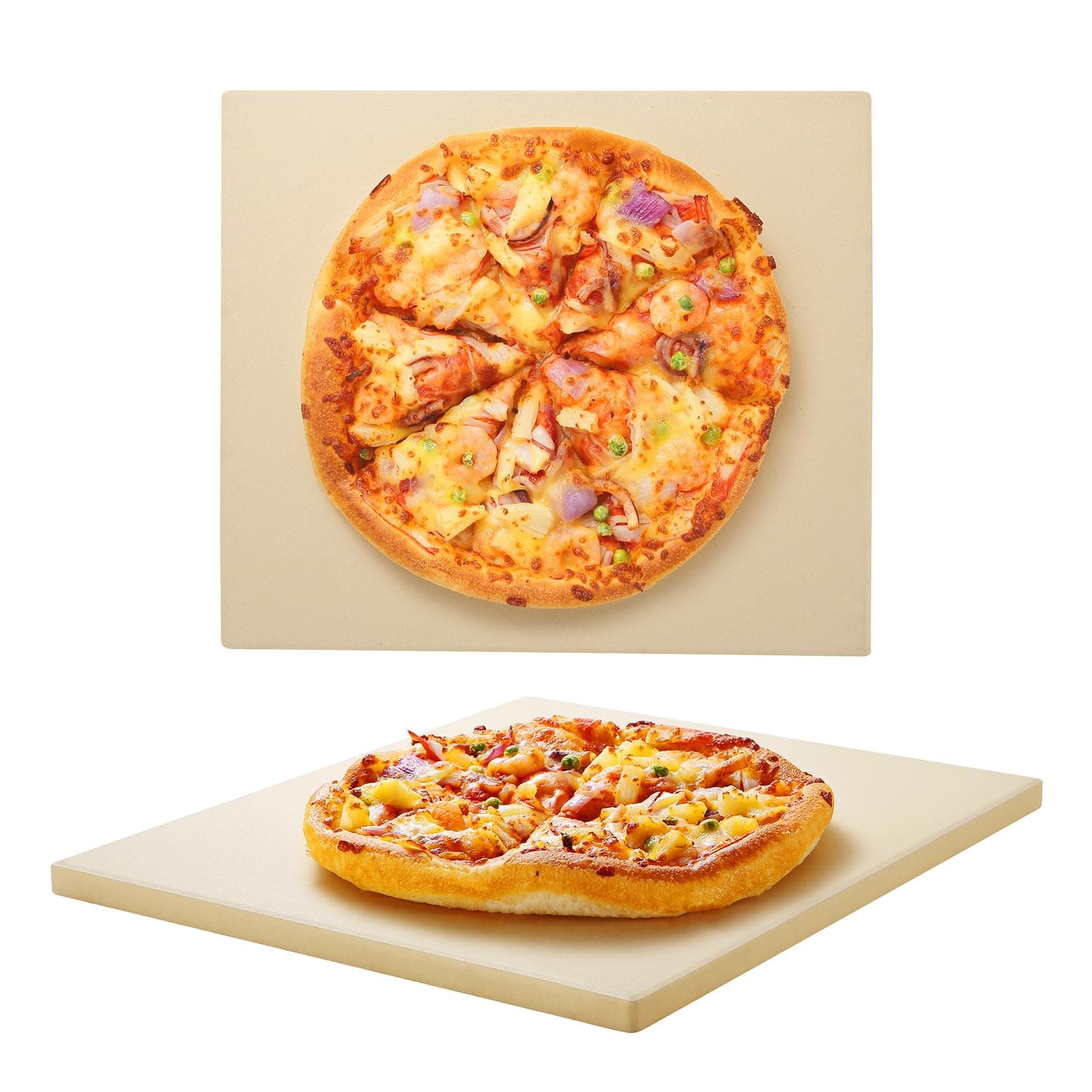 Unicook Square Pizza Stone 30.5cm, Heavy Duty Ceramic Baking Stone for Oven, BBQ and Grill, Ideal for Making Crisp Crust Pizza, Bread, Cookies and More, Thermal Shock Resistant, Durable and Safe