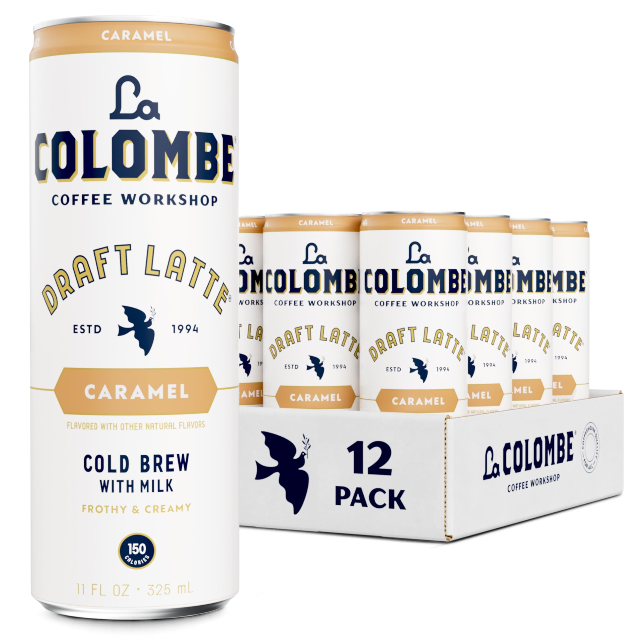 La Colombe Coffee, Caramel Draft Latte, 11 fl oz Cans (Pack of 12), Coffeehouse Quality Cold Brew, Specialty Grade Coffee Beans, Ready-to-Drink On-the-Go