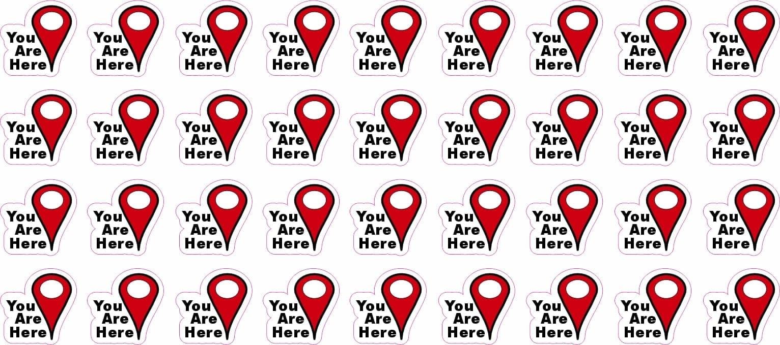 StickerTalk You are Here Map Pointer Vinyl Stickers, 1 Sheet of 36 Stickers, 0.5 inches by 0.5 inches