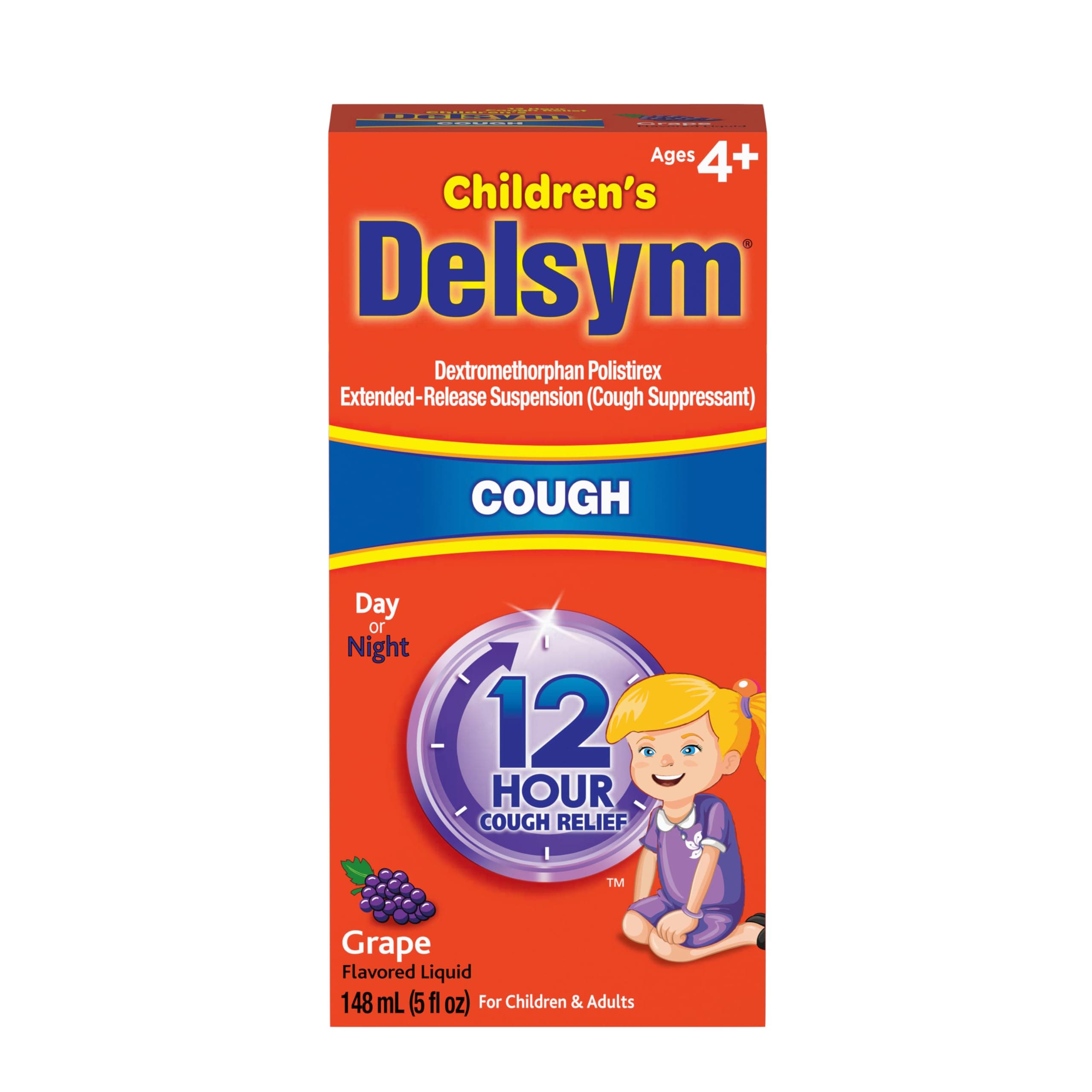 Delsym Children's Delsym 12 Hour Cough Relief Liquid- Day or Night Grape Cough