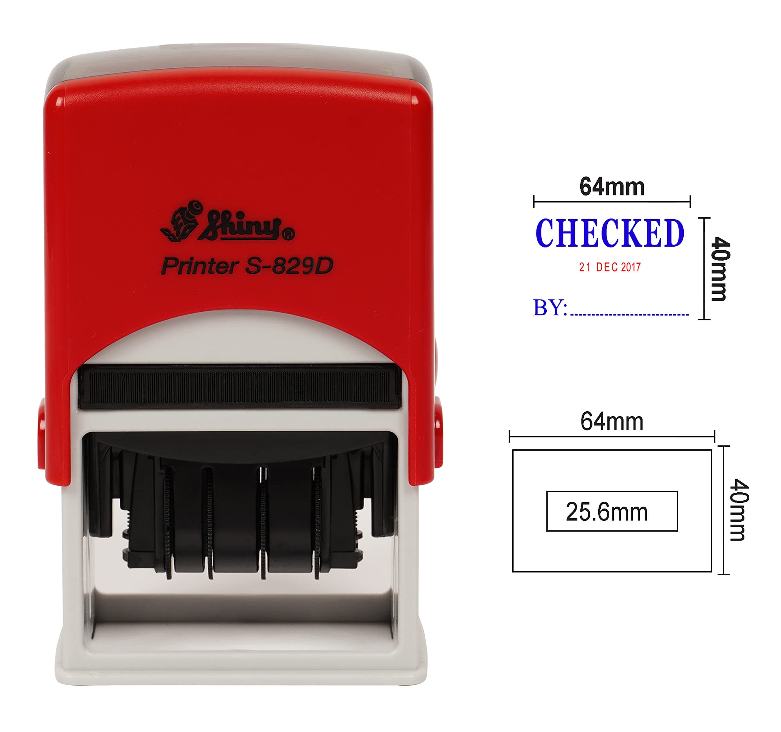 Self Inking Shiny Date Stamp with Checked by Text Office Stationery Rubber Stamper S-829D