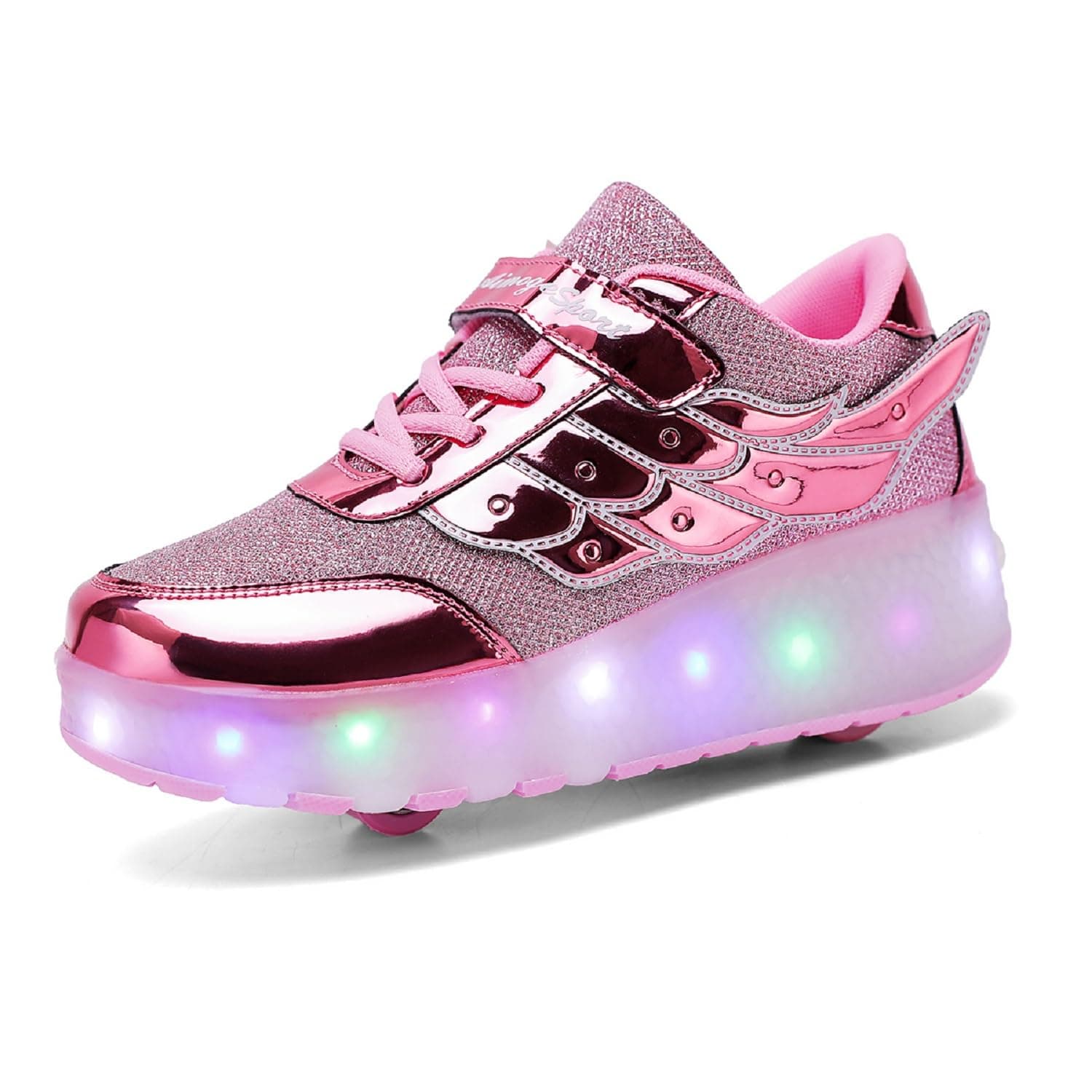 USB Recharge Multiple Colour LED Roller Skate Shoes Automatic Retrectable Technical Skateboarding Skates Cross Trainers Multisport Outdoor Running Sneakers for Boys and Girls Novel Gift