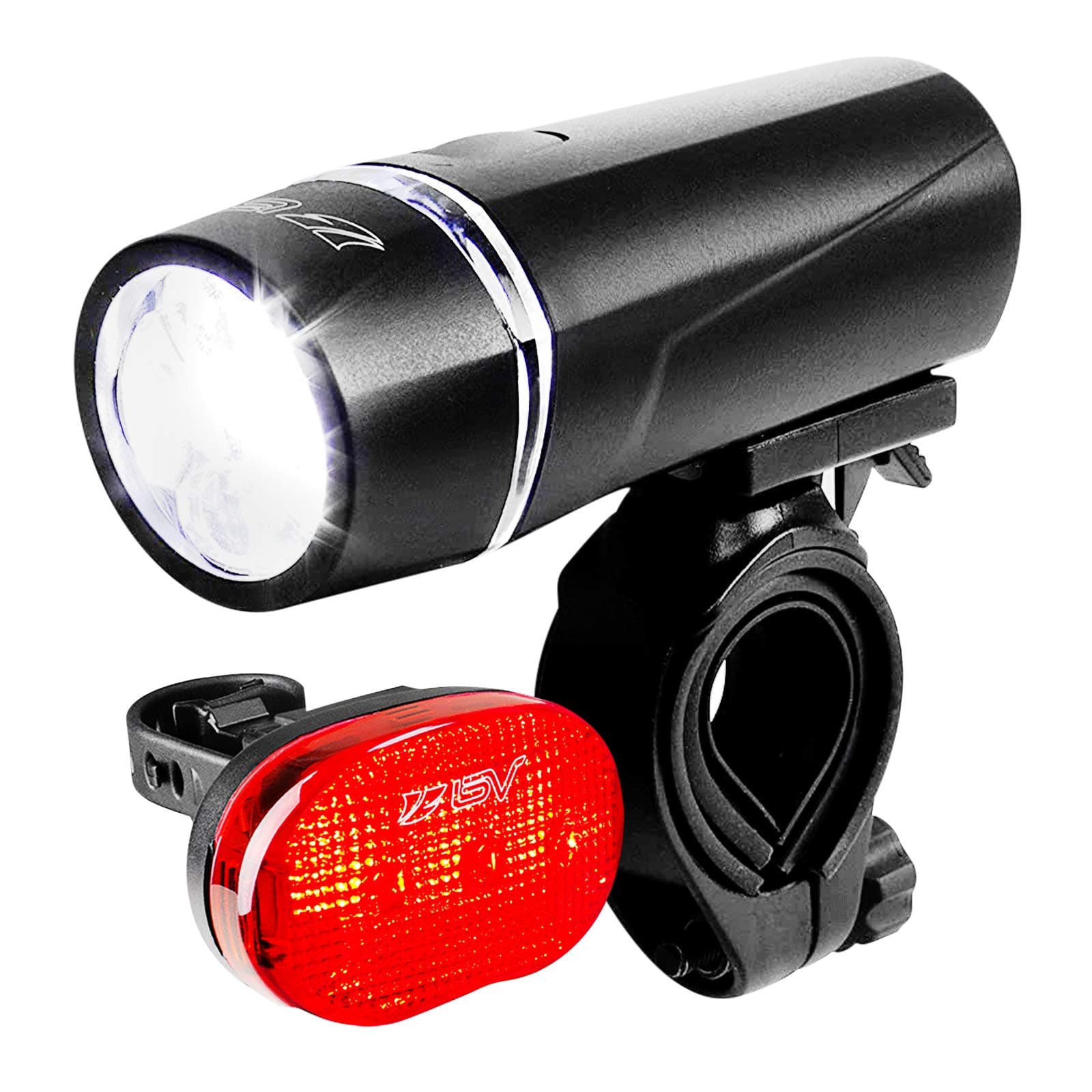 Bicycle Light Set Super Bright 5 LED Headlight, 3 LED Taillight, Quick-Release