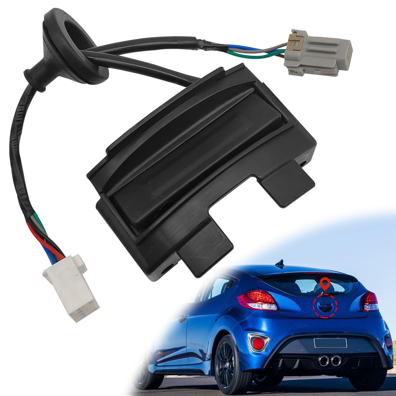 Hatch Button Trunk Latch 81260-2V010, Rear Trunk Hatch Release Switch Buttons Outside HDL Lock Assembly Compatible with Hyundai Veloster 1.6L 2012 2013 2014 2015 2016 2017-T Lid with Camera