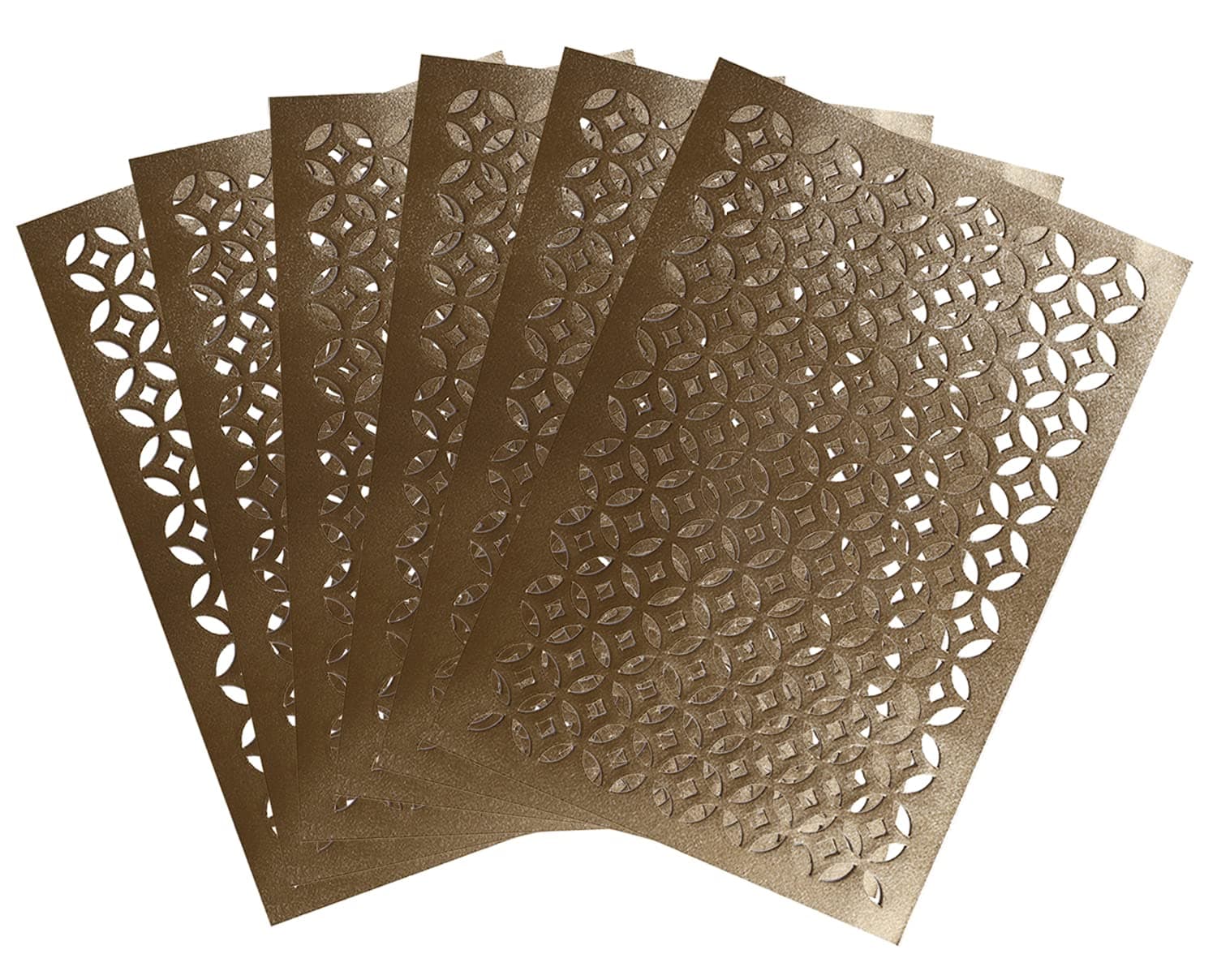 Kuber Industries Stain & Heat Resistant, Non-Slip Rectangular Soft Leather Table Placemats, Set of 6 (Gold), Standard (HS39KUBMART021926)