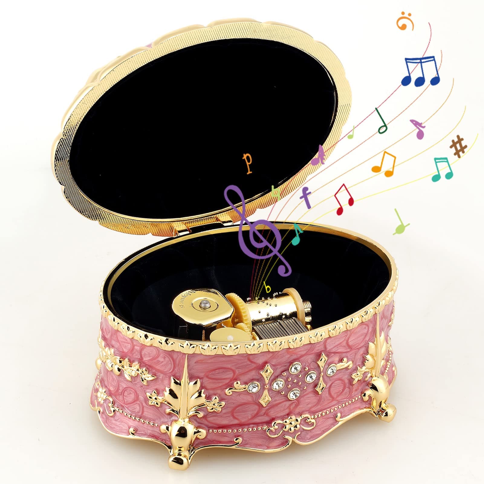 ROSIKING Emboss Alloy Metal Music Box Wind Up Movement Music Box for Friends on Christmas,Valentine's Day (Boutique Embossed Metal Music Box C, Tune;Anastasia-Once Upon a December)
