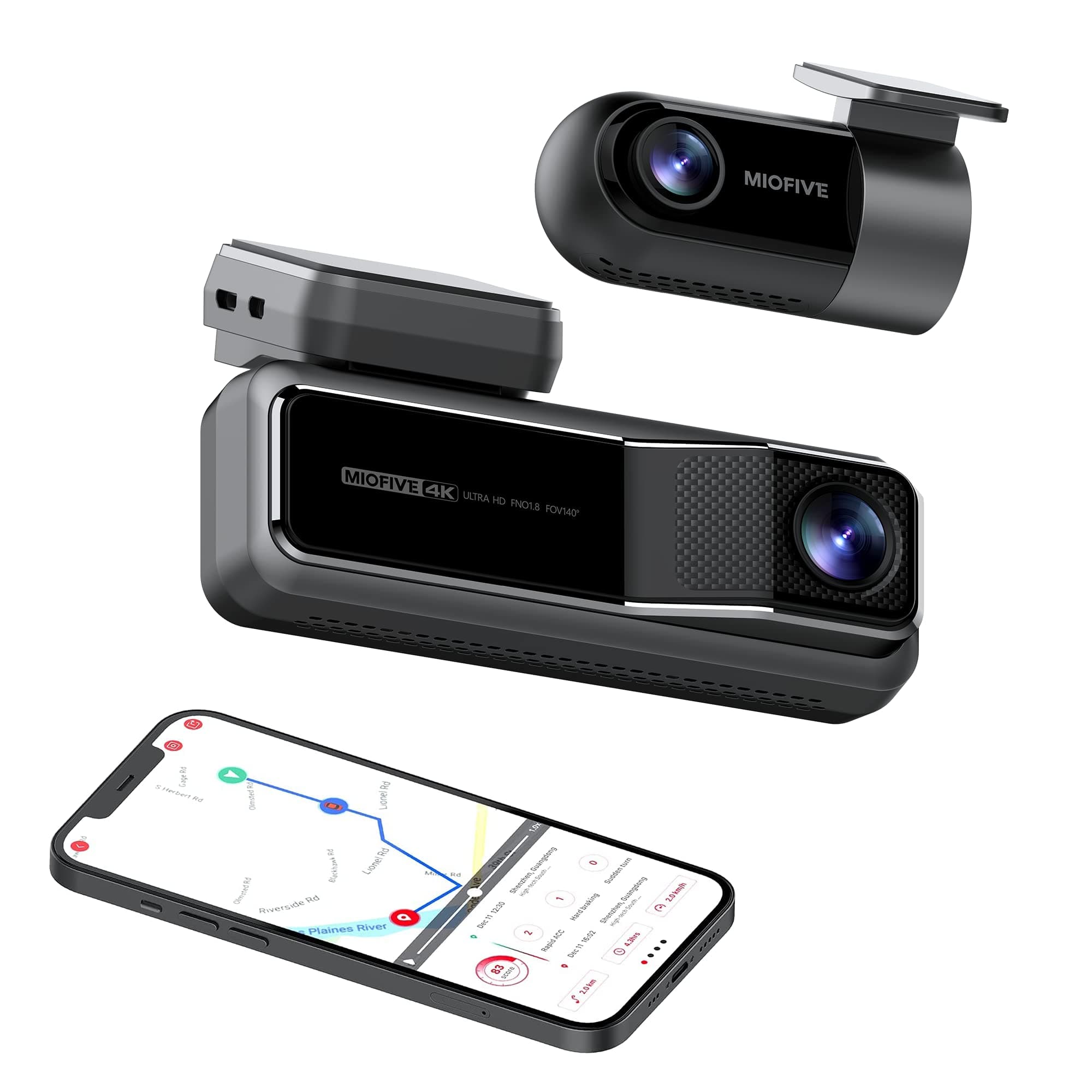 - Dash Cam Front and Rear, 4K+2K Dual Dash Camera for Cars with 5G WiFi, GPS, 3840 UHD Recorder, Built-in 128G eMMC Storage, Night Vision, Motion Detection, G Sensor Powered by Super Capacitor